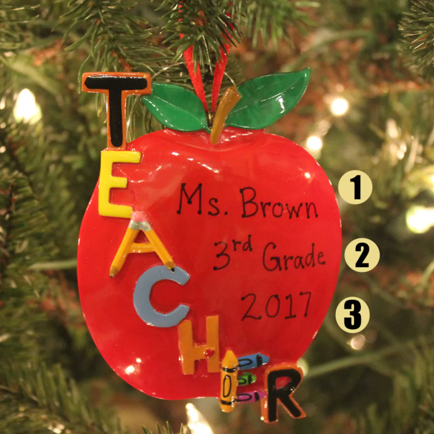 The Jolly Christmas Shop Personalized Ornaments·Jobs | Occupation | Kurt Adler 5" Teacher's Apple Personalized Christmas Ornament C6559