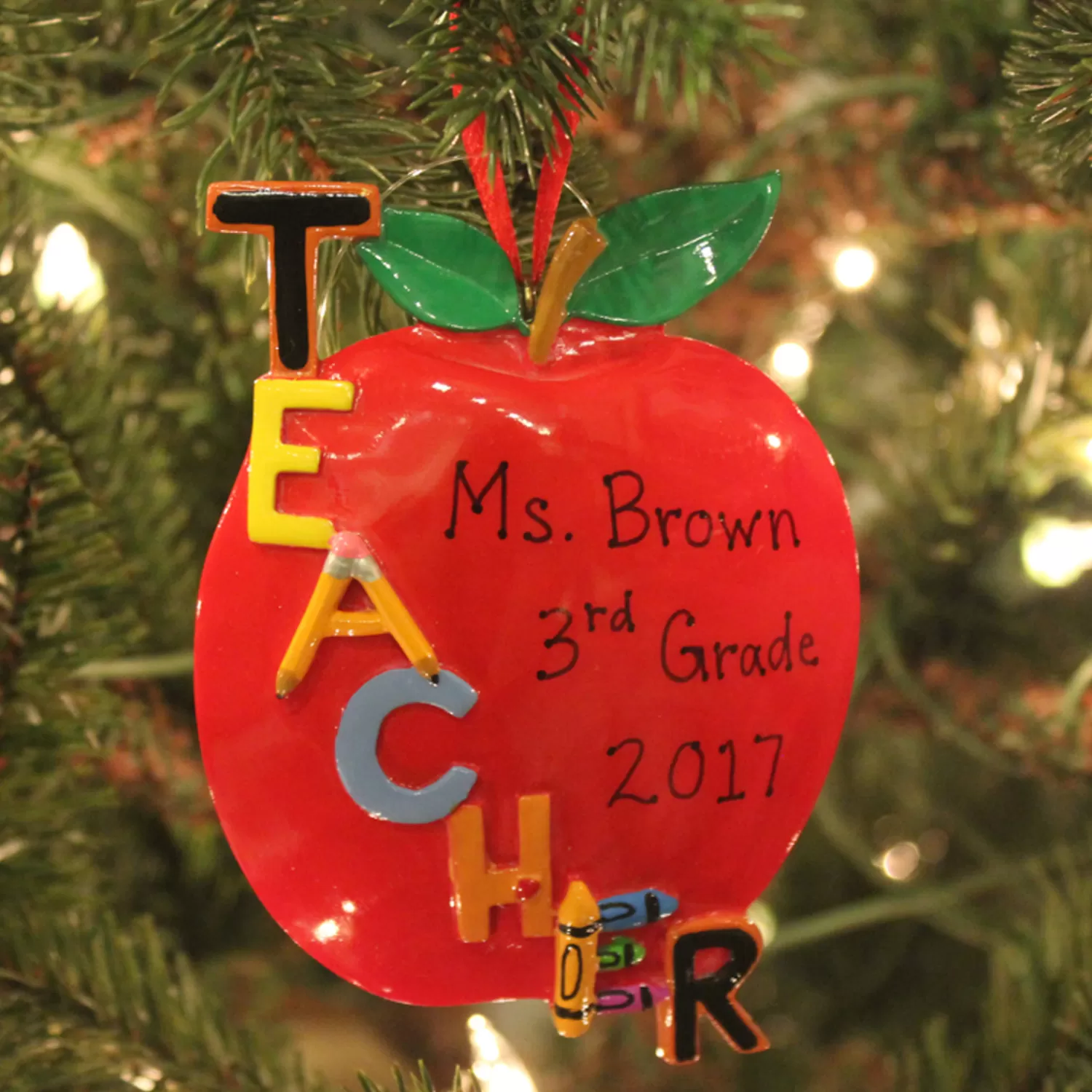 The Jolly Christmas Shop Personalized Ornaments·Jobs | Occupation | Kurt Adler 5" Teacher's Apple Personalized Christmas Ornament C6559