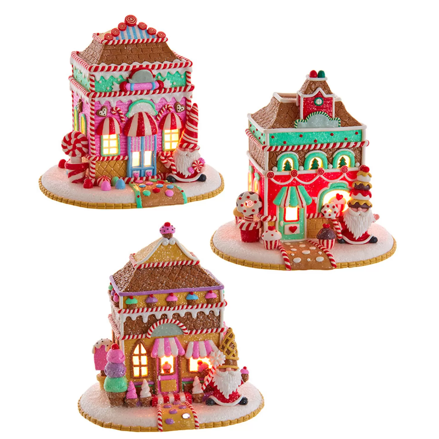 The Jolly Christmas Shop Gingerbread | The Candy Shop | Kurt Adler 7.5" Light-Up Sugar Plum Shops Christmas Houses GBJ0028
