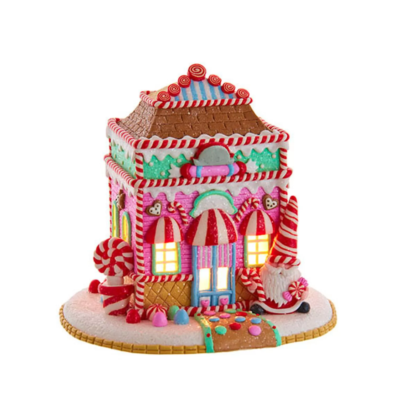The Jolly Christmas Shop Gingerbread | The Candy Shop | Kurt Adler 7.5" Light-Up Sugar Plum Shops Christmas Houses GBJ0028
