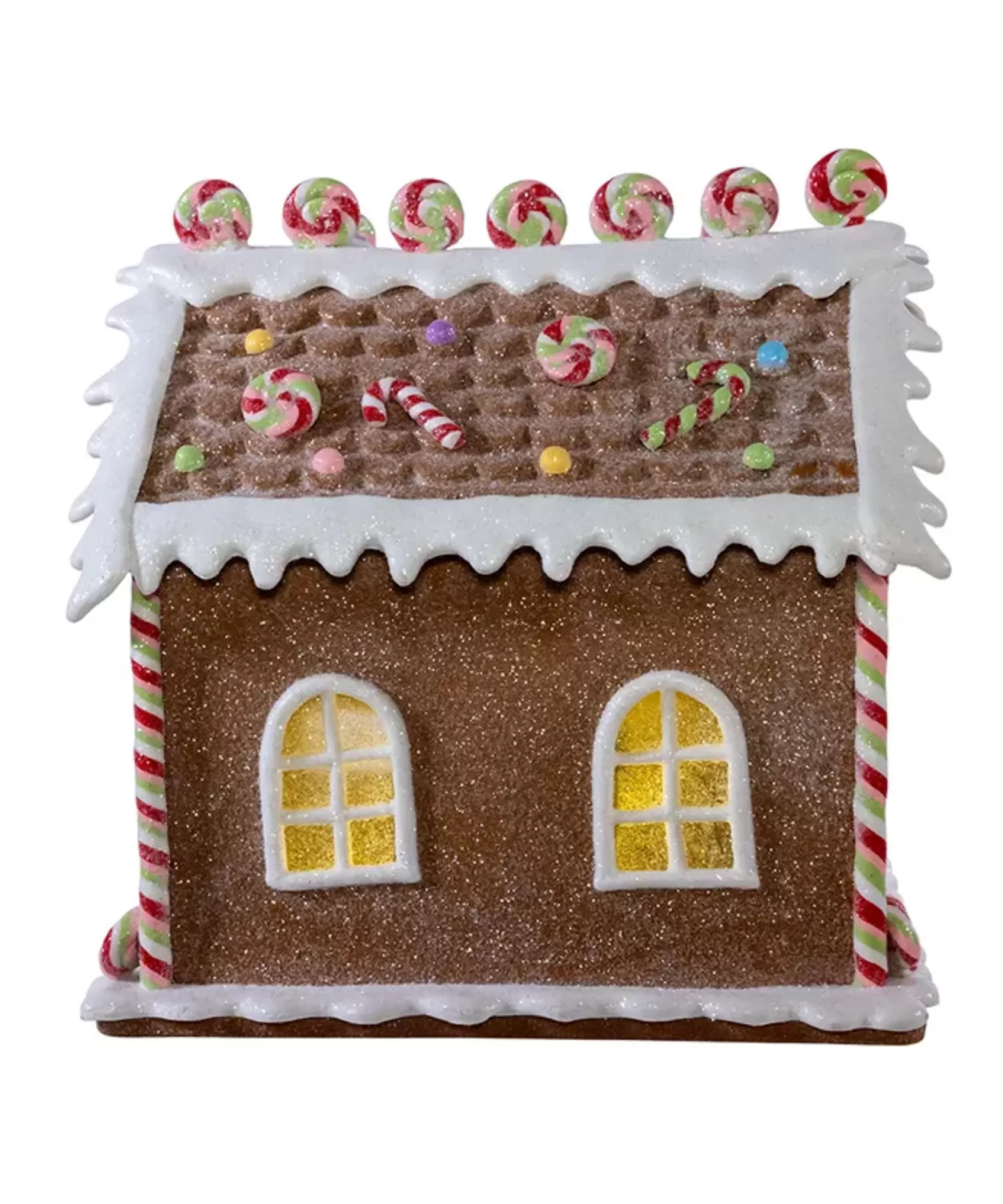 The Jolly Christmas Shop Gingerbread | Candy Land | Kurt Adler 8" Battery Operated LED Lighted Gingerbread Lollipop Shop JEL1416