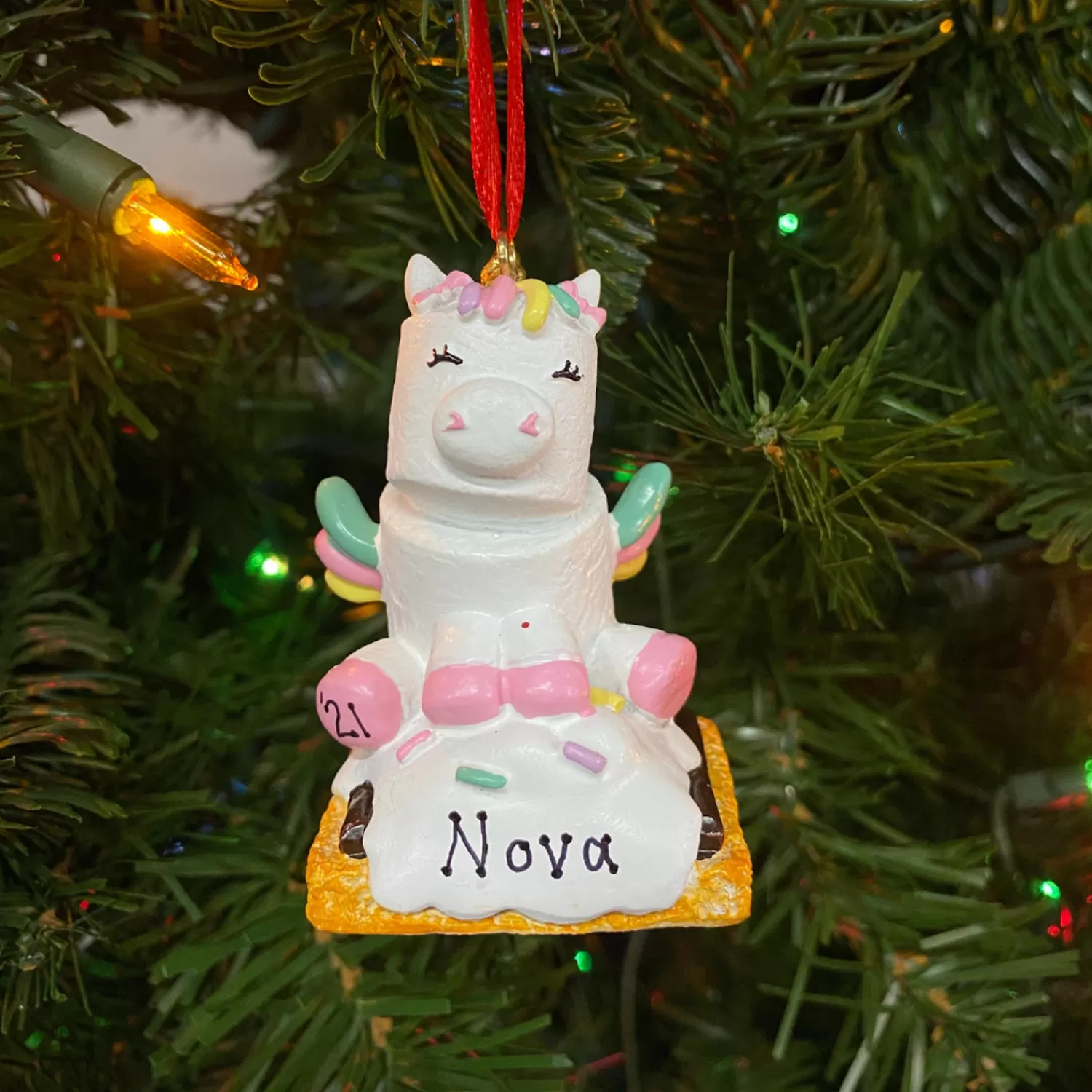 The Jolly Christmas Shop Personalized Ornaments·Misc. | Personalized Ornaments·Children's | Marshmallow Unicorn Personalized Christmas Ornament MM20023