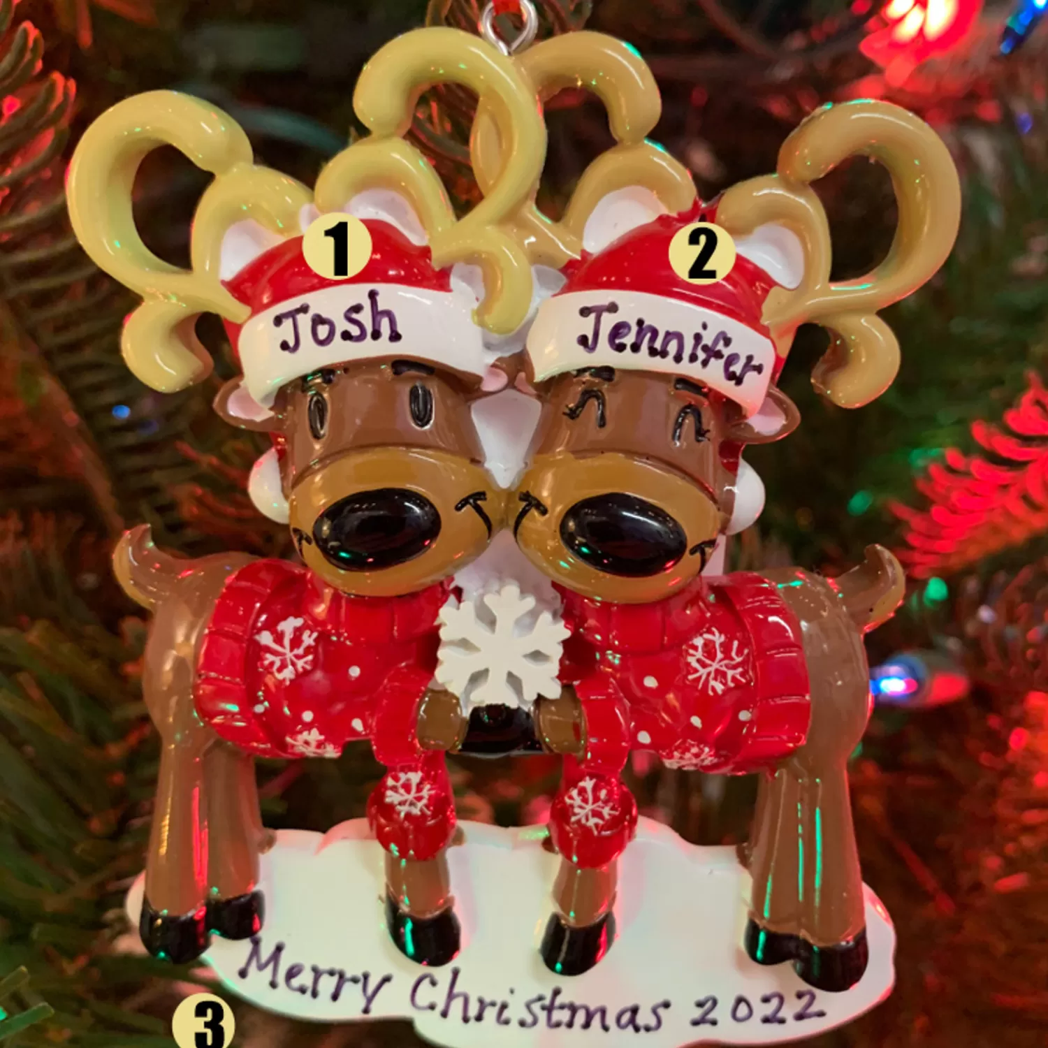 The Jolly Christmas Shop Personalized Ornaments·Wedding And Engagement Ornaments | Personalized Ornaments·Family Ornaments | Mr. & Mrs. Reindeer Couple Personalized Christmas Ornament OR2256-2