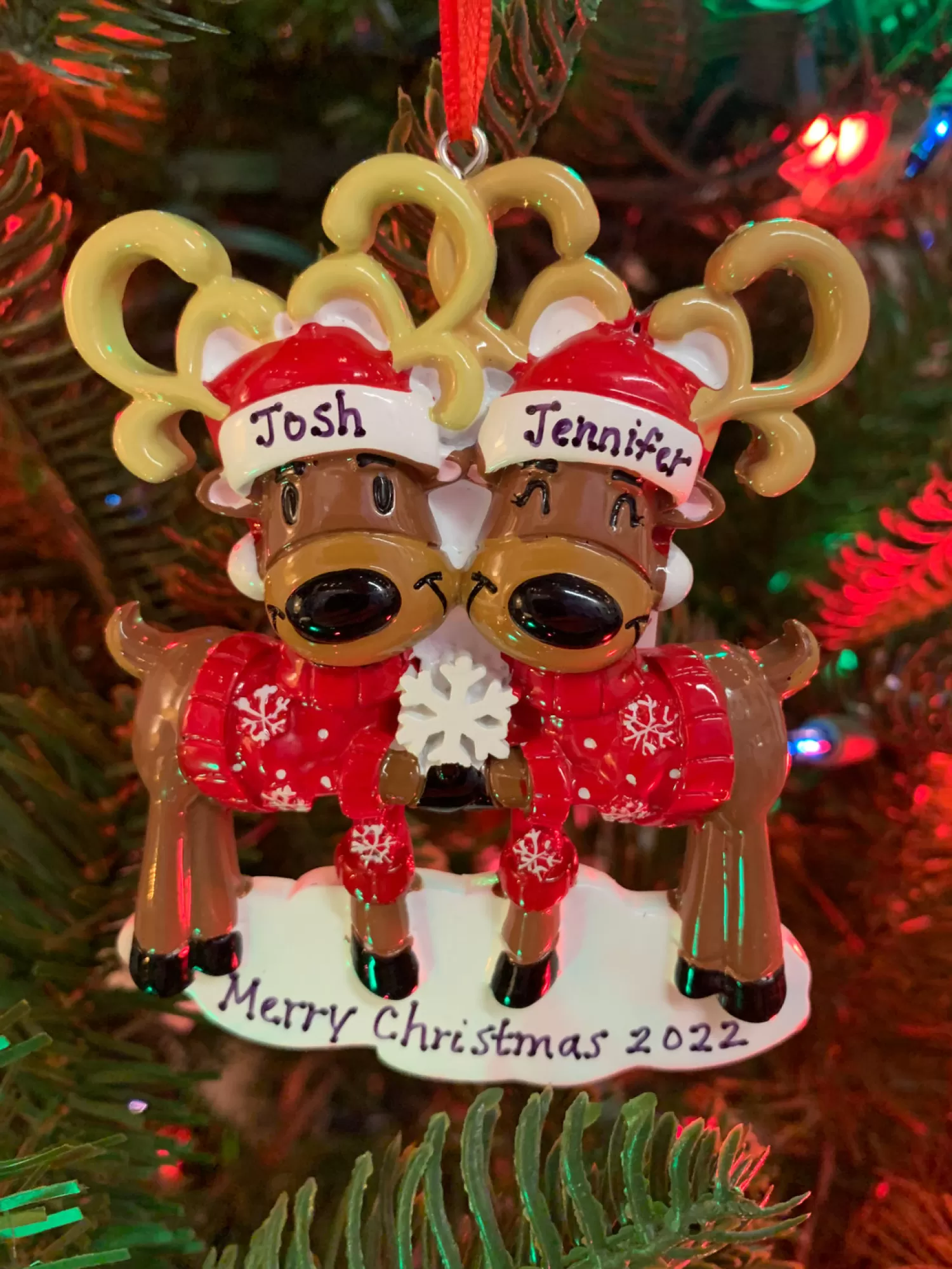 The Jolly Christmas Shop Personalized Ornaments·Wedding And Engagement Ornaments | Personalized Ornaments·Family Ornaments | Mr. & Mrs. Reindeer Couple Personalized Christmas Ornament OR2256-2