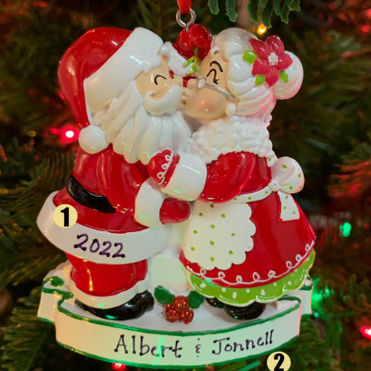 The Jolly Christmas Shop Personalized Ornaments·Wedding And Engagement Ornaments | Wedding | Mr. And Mrs. Claus Kissing Personalized Christmas Ornament OR2391