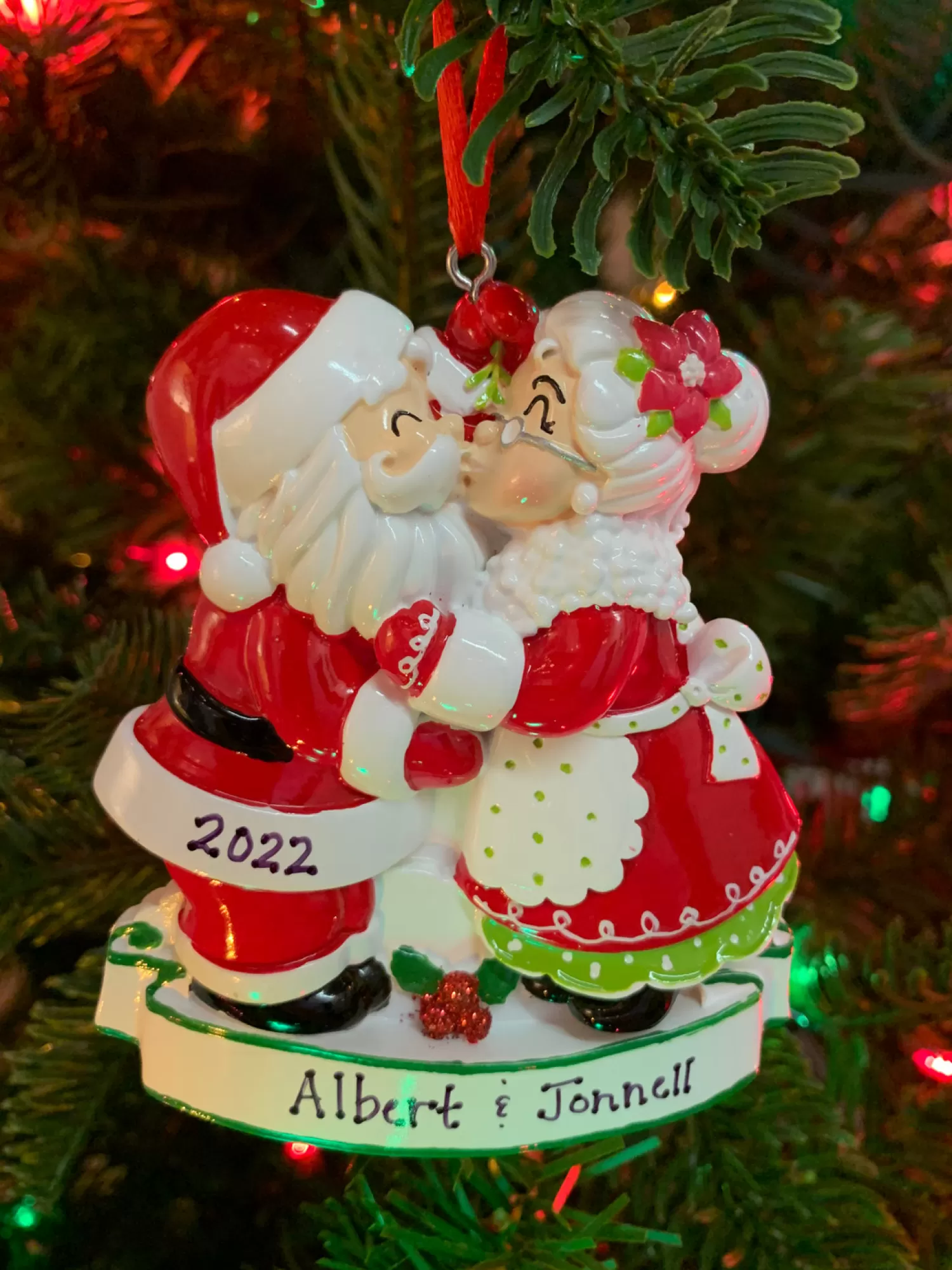 The Jolly Christmas Shop Personalized Ornaments·Wedding And Engagement Ornaments | Wedding | Mr. And Mrs. Claus Kissing Personalized Christmas Ornament OR2391