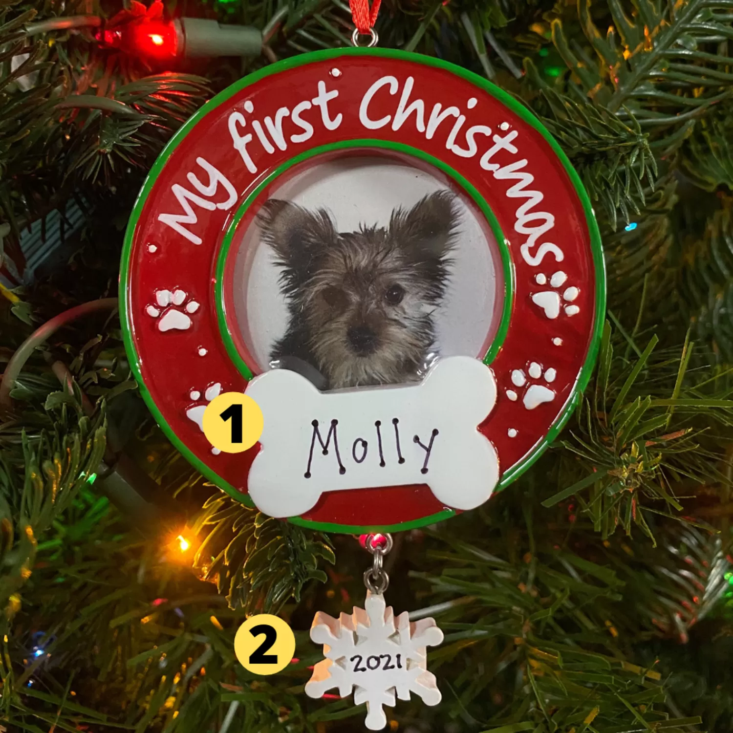 The Jolly Christmas Shop Personalized Ornaments·Pet | My First Christmas Dog Picture Frame Personalized Christmas Ornament PF1717