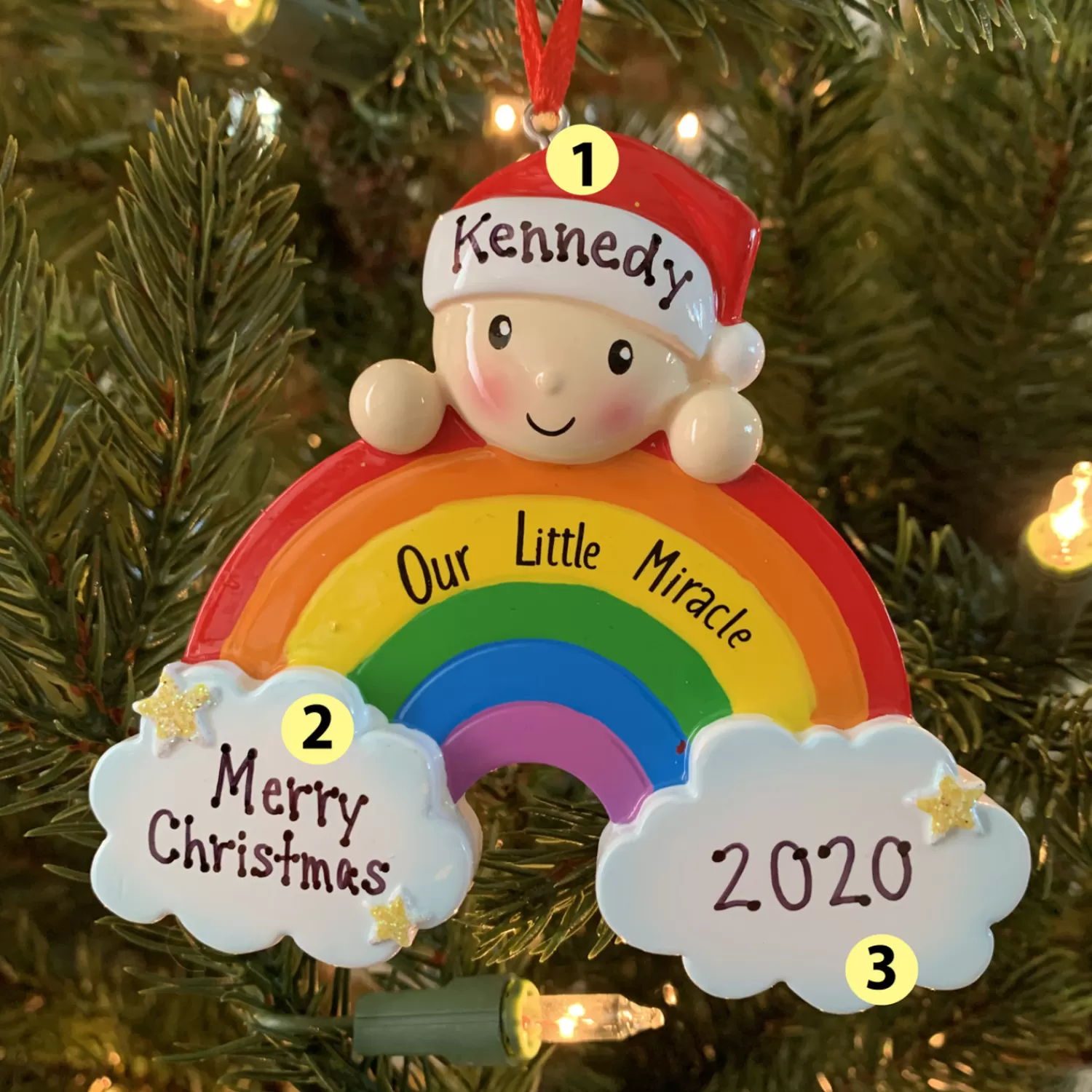 The Jolly Christmas Shop Personalized Ornaments·Baby's First Christmas | Baby's 1St Christmas | Our Little Miracle Rainbow Baby Personalized Christmas Ornament OR1965