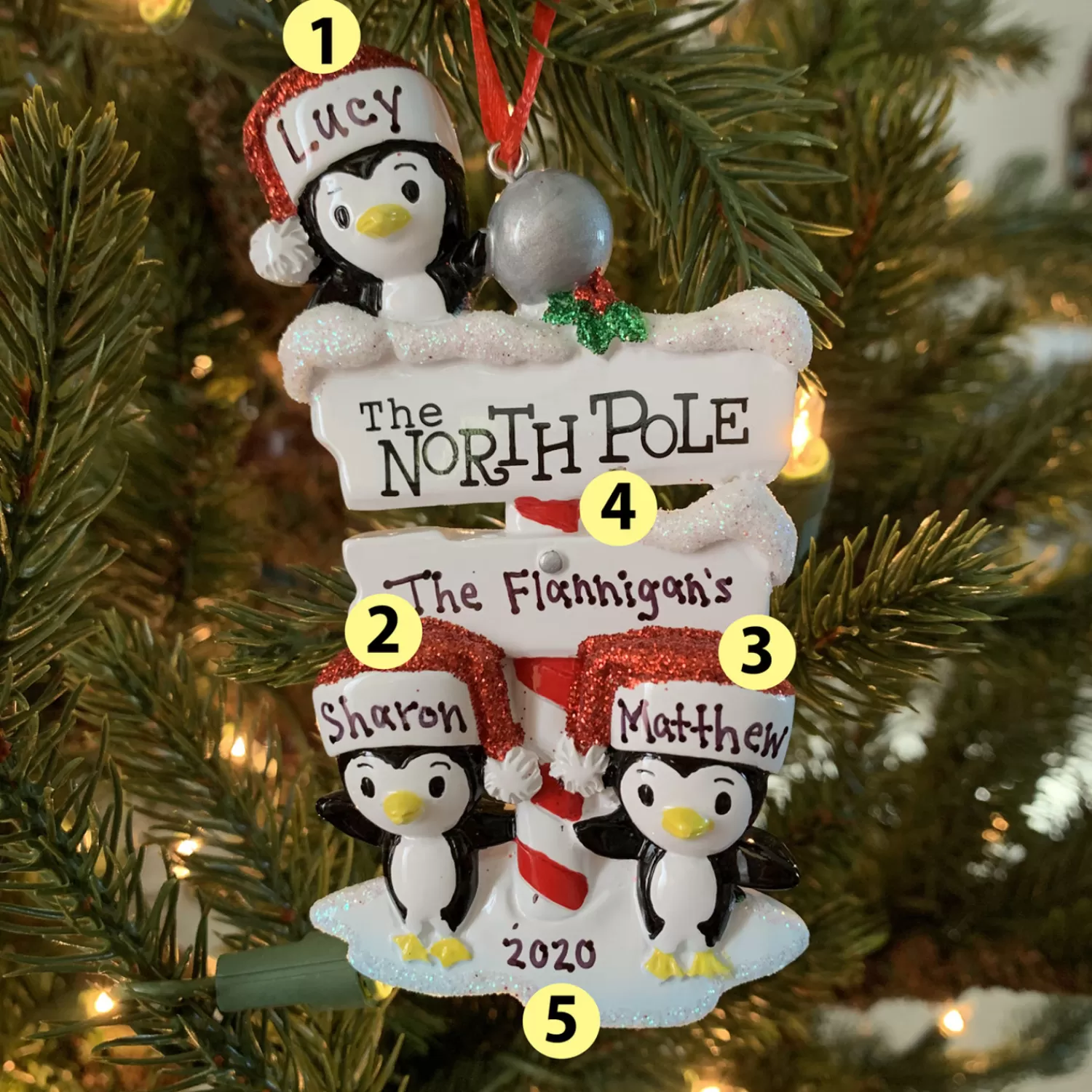 The Jolly Christmas Shop Personalized Ornaments·Family Ornaments | Animals·Birds | Penguin Family Of 3 At The North Pole Personalized Christmas Ornament OR1739-3
