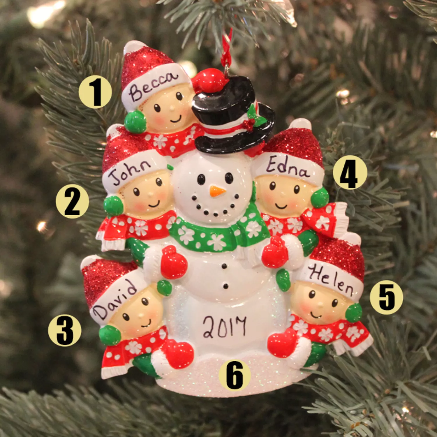 The Jolly Christmas Shop Snowman Christmas Decorations | Personalized Ornaments·Family Ornaments | Personalized Christmas Ornament Family Of 5 Building A Snowman OR1367-5
