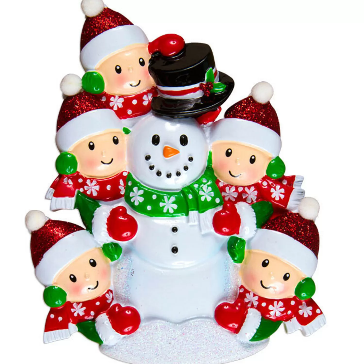 The Jolly Christmas Shop Snowman Christmas Decorations | Personalized Ornaments·Family Ornaments | Personalized Christmas Ornament Family Of 5 Building A Snowman OR1367-5