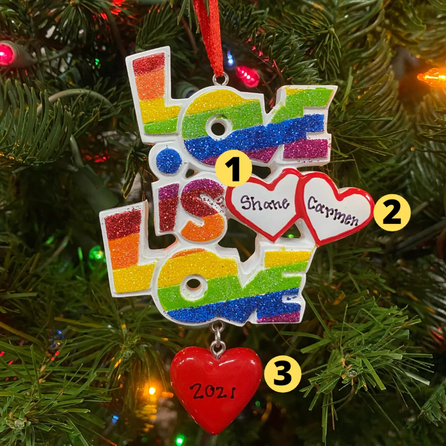 The Jolly Christmas Shop Personalized Ornaments·Wedding And Engagement Ornaments | Wedding | Pride "Love Is Love" Personalized Christmas Ornament OR1455