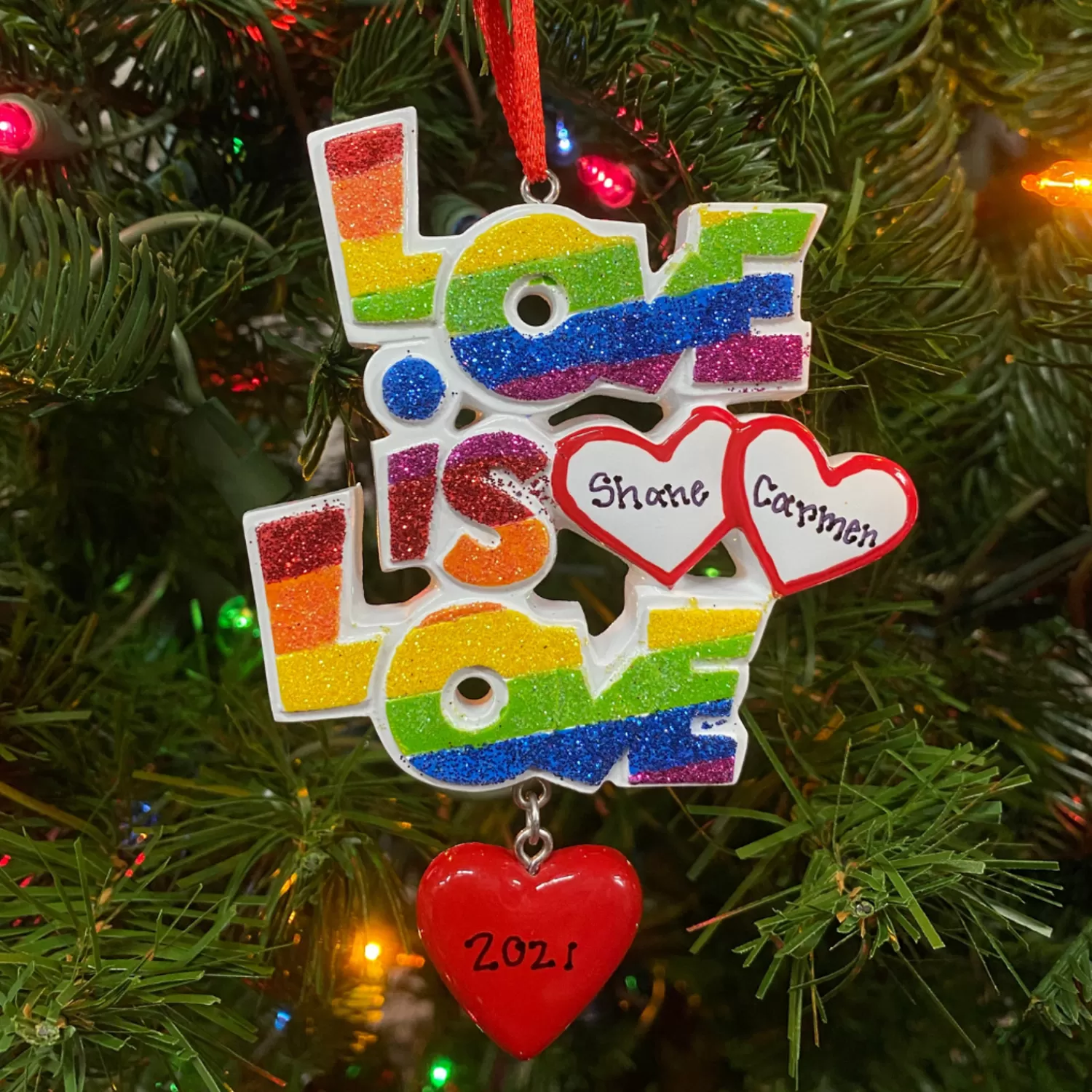 The Jolly Christmas Shop Personalized Ornaments·Wedding And Engagement Ornaments | Wedding | Pride "Love Is Love" Personalized Christmas Ornament OR1455