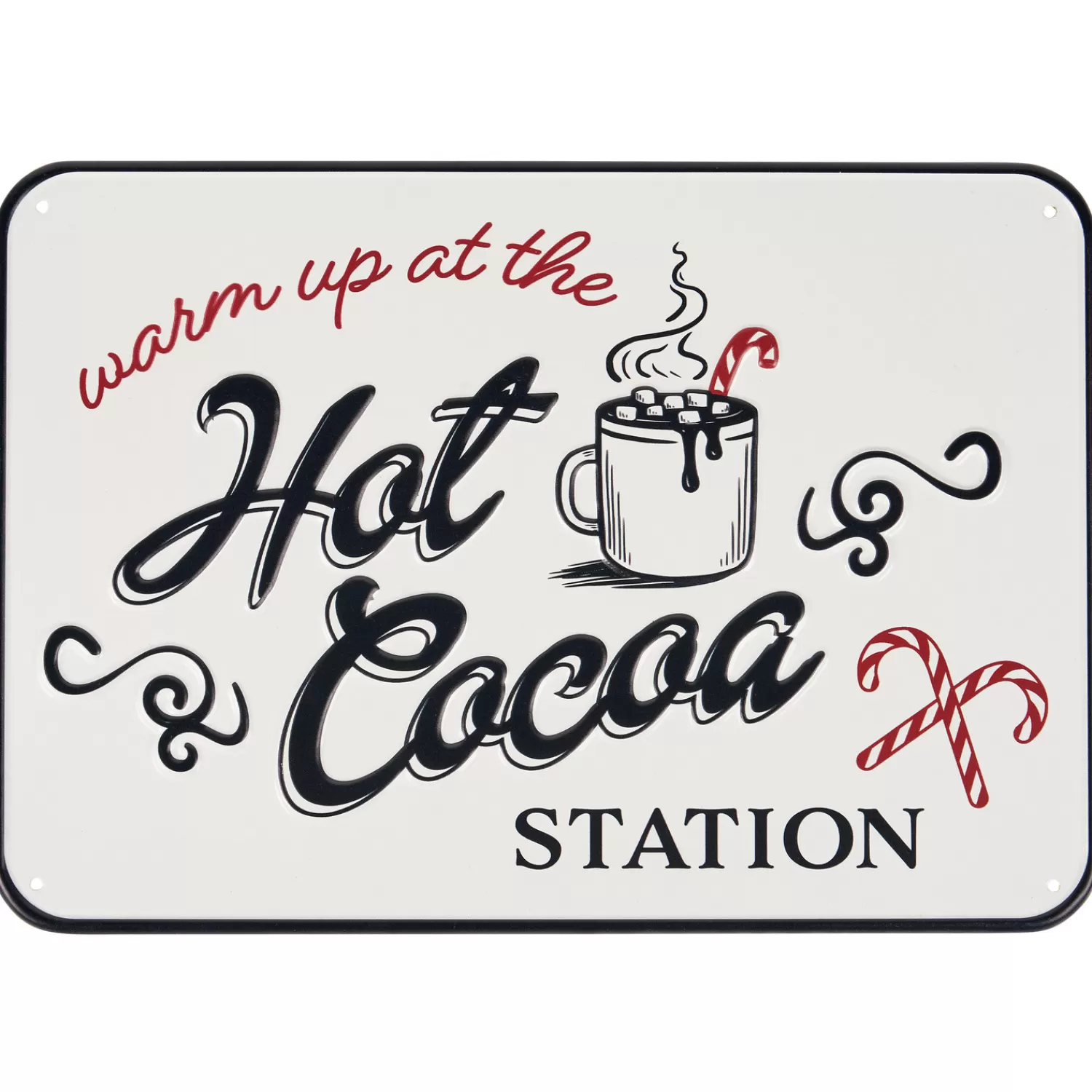 The Jolly Christmas Shop Gingerbread | Vintage Reincarnated | Primitives By Kathy 13.5" Hot Cocoa Station Metal Christmas Sign 119011