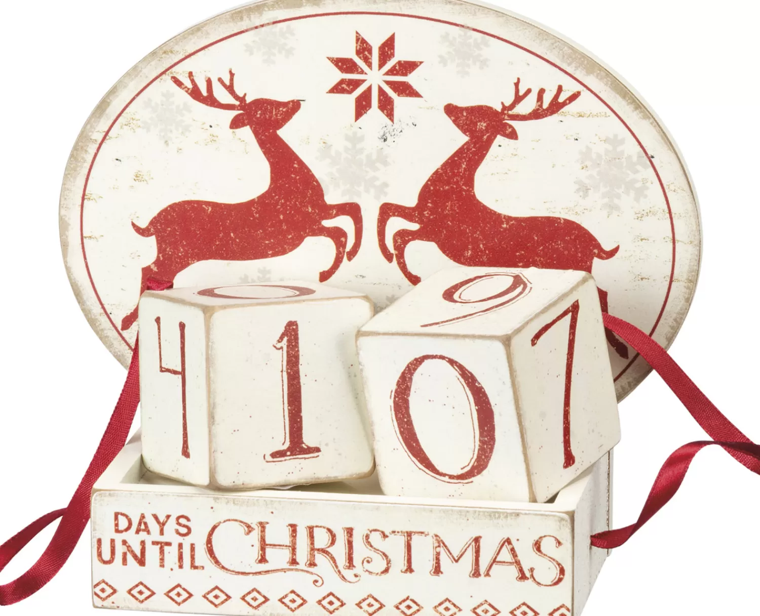 The Jolly Christmas Shop Reindeer | Countdowns & Advents | Primitives By Kathy 6.5" Nordic Deer Block Christmas Countdown Advent Calendar 103877