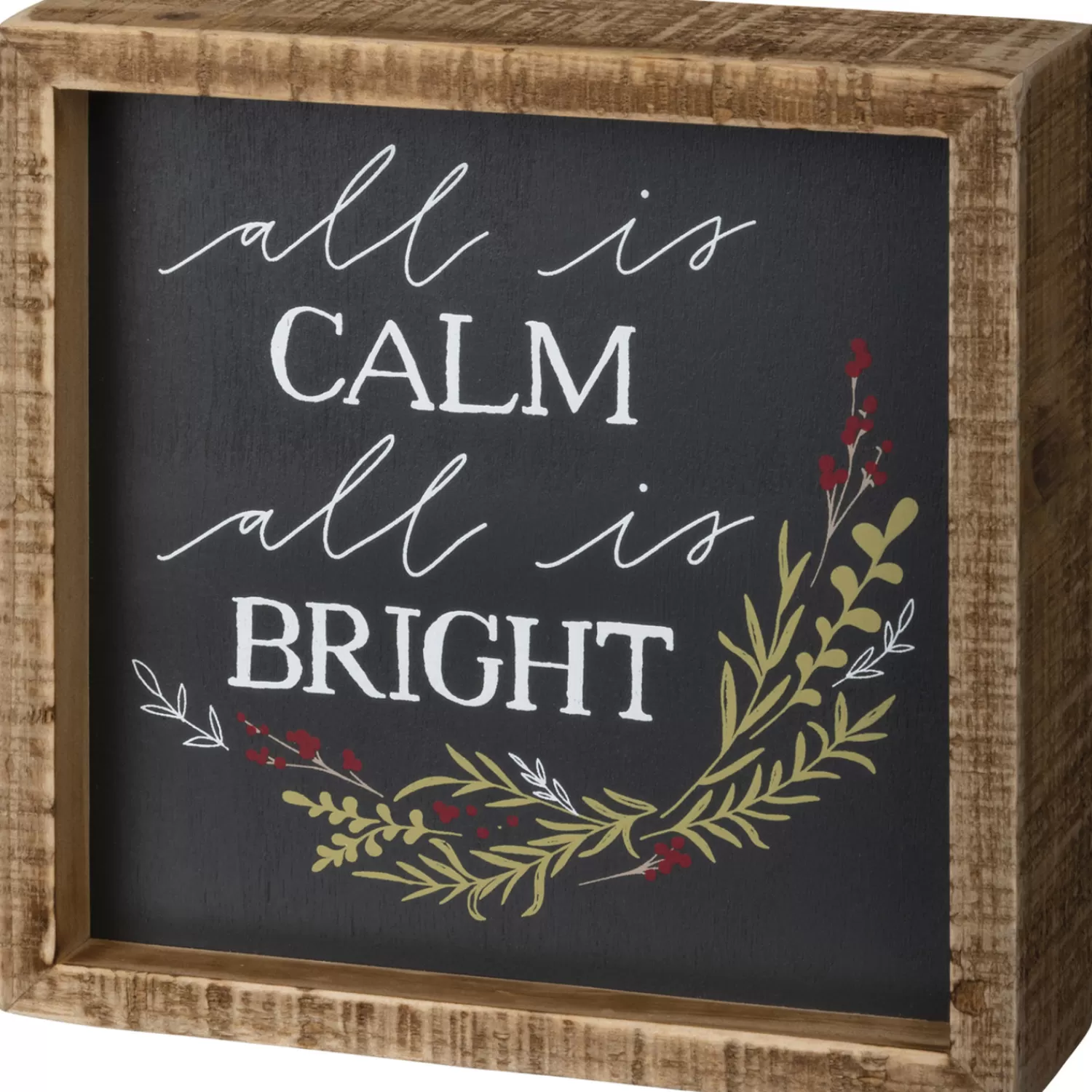 The Jolly Christmas Shop Tinsel Town | Signs | Primitives By Kathy 6" All Is Calm Wooden Box Christmas Sign 106592