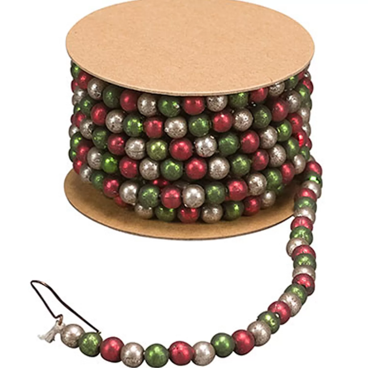 The Jolly Christmas Shop Vintage Decorations | Vintage Reincarnated | Primitives By Kathy 6' Mini Green And Red Beaded Christmas Tree Garland 21843