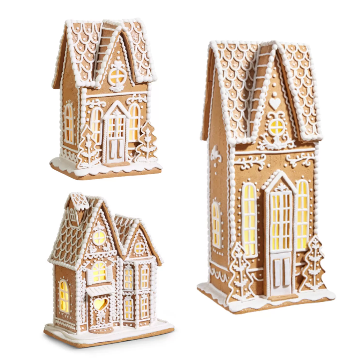 The Jolly Christmas Shop Gingerbread Lane | Gingerbread Christmas Decorations | Raz 10.5", 12", Or 23" Large Traditional Lighted Christmas Gingerbread House With White Icing