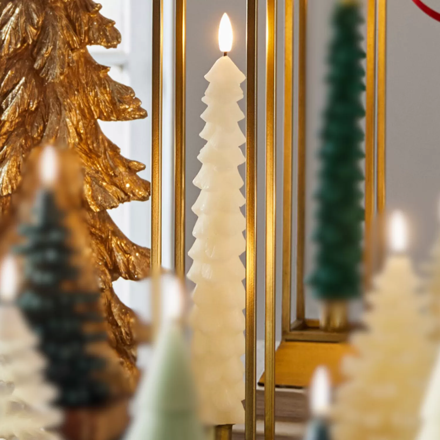 The Jolly Christmas Shop Tartan Traditions | Snowflake Soiree | Raz 10.5" Ivory Tree Battery Operated Taper Candle With Lighted Flickering Wick Set Of 2 4432922