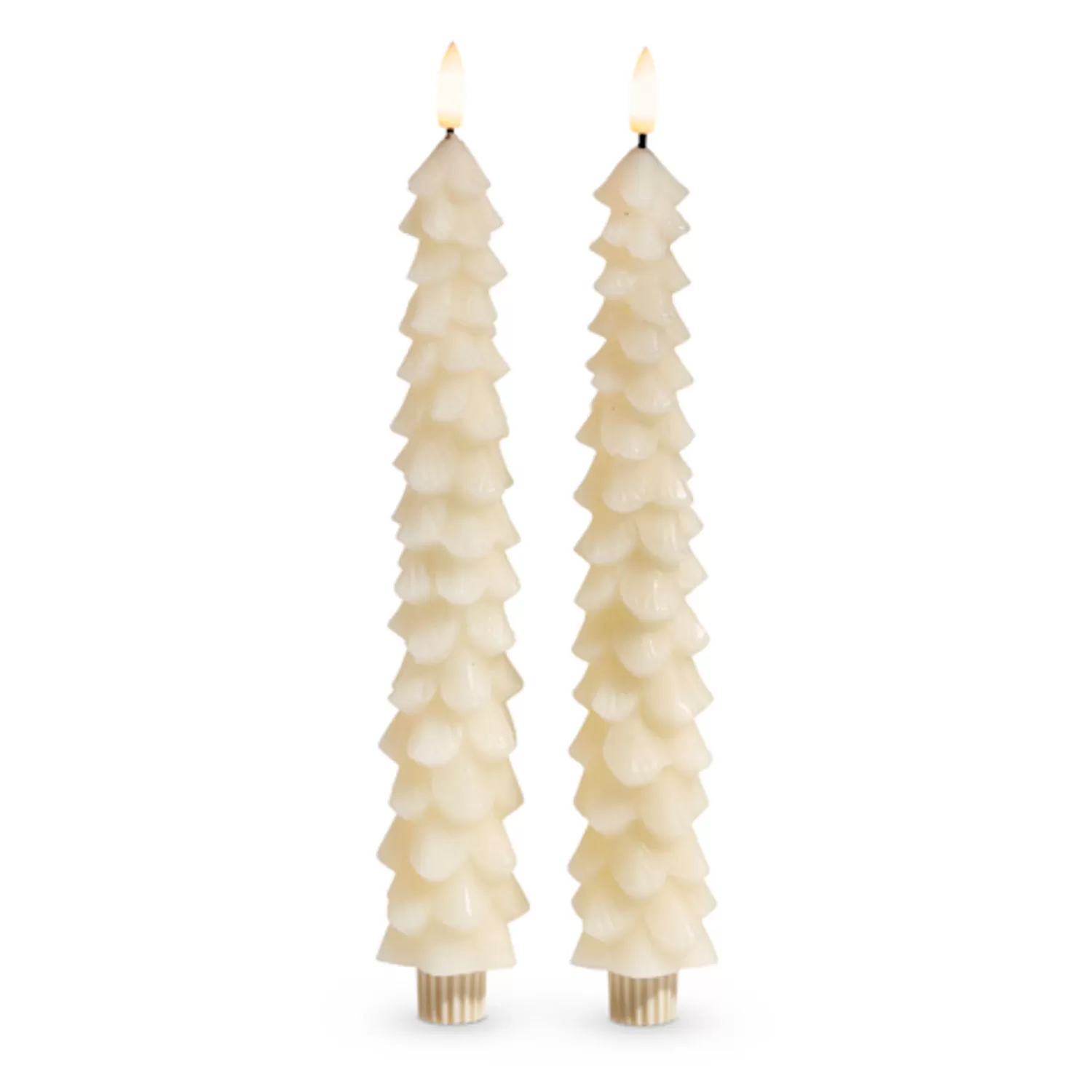 The Jolly Christmas Shop Tartan Traditions | Snowflake Soiree | Raz 10.5" Ivory Tree Battery Operated Taper Candle With Lighted Flickering Wick Set Of 2 4432922