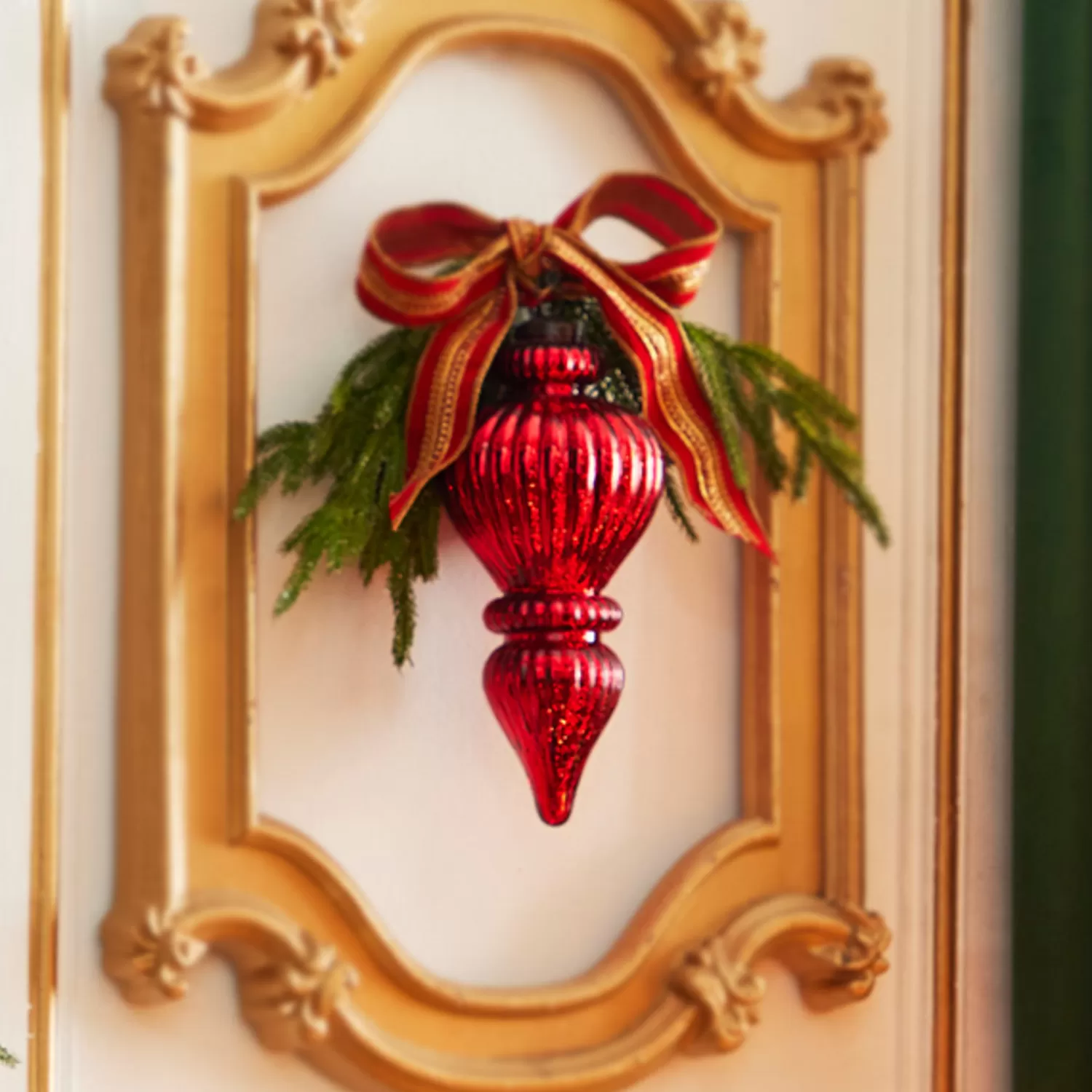 The Jolly Christmas Shop Glass Ornaments | Finials | Raz 10" Large Red Ribbed Finial Glass Christmas Ornament 4300722