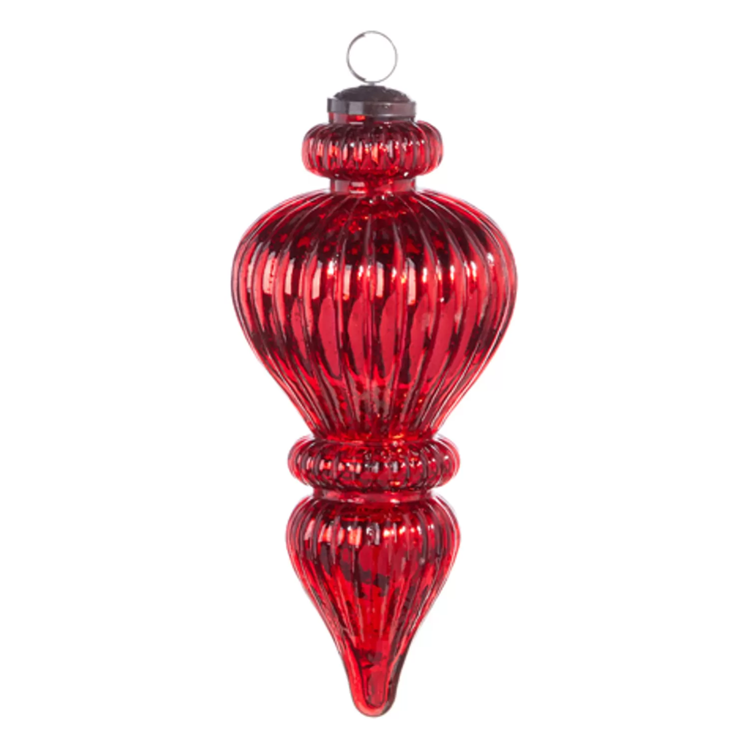 The Jolly Christmas Shop Glass Ornaments | Finials | Raz 10" Large Red Ribbed Finial Glass Christmas Ornament 4300722