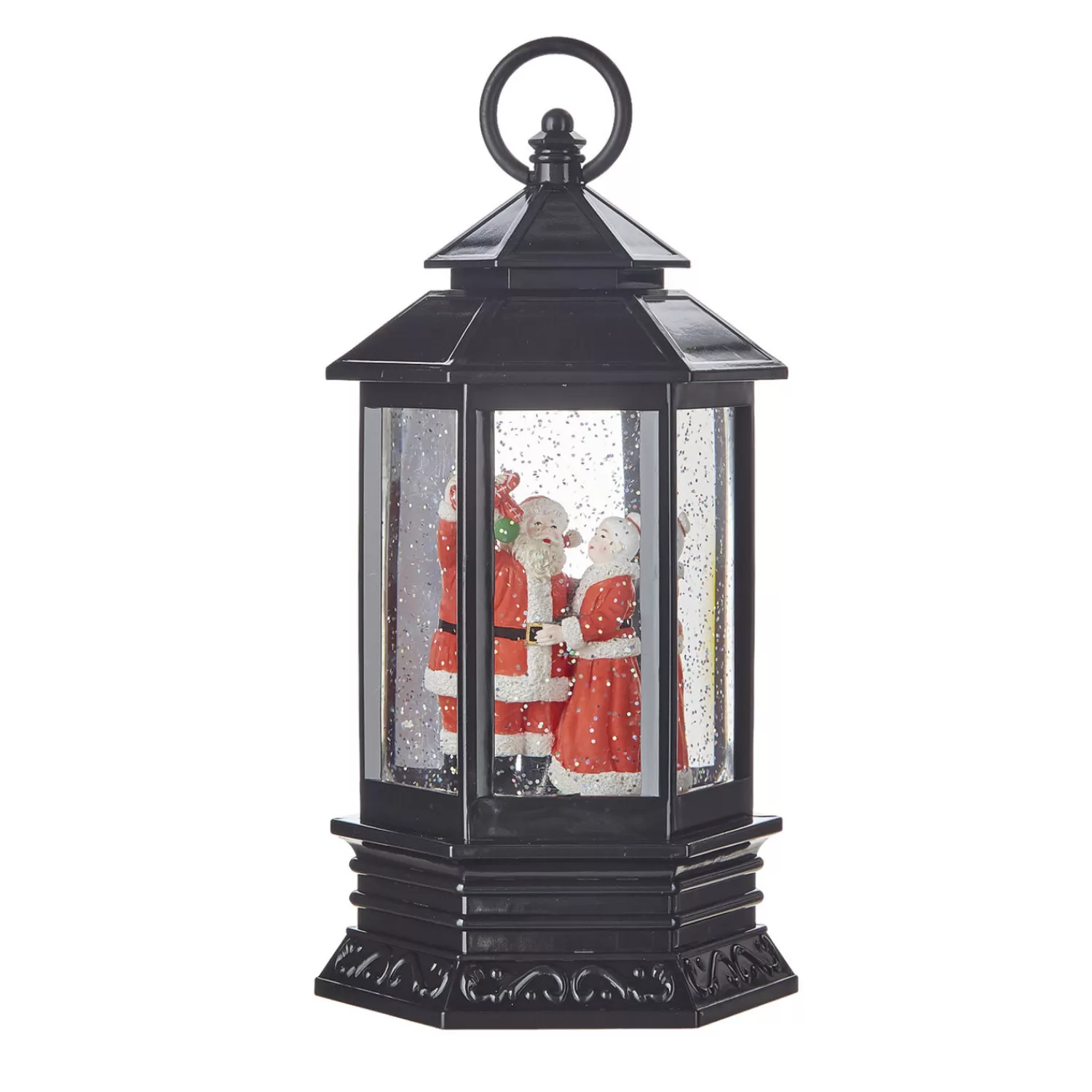 The Jolly Christmas Shop Jingle And Cocoa | Santa Christmas Decorations | Raz 10" Santa And Mrs. Claus Musical Lighted Water Globe Christmas Lantern 4115573