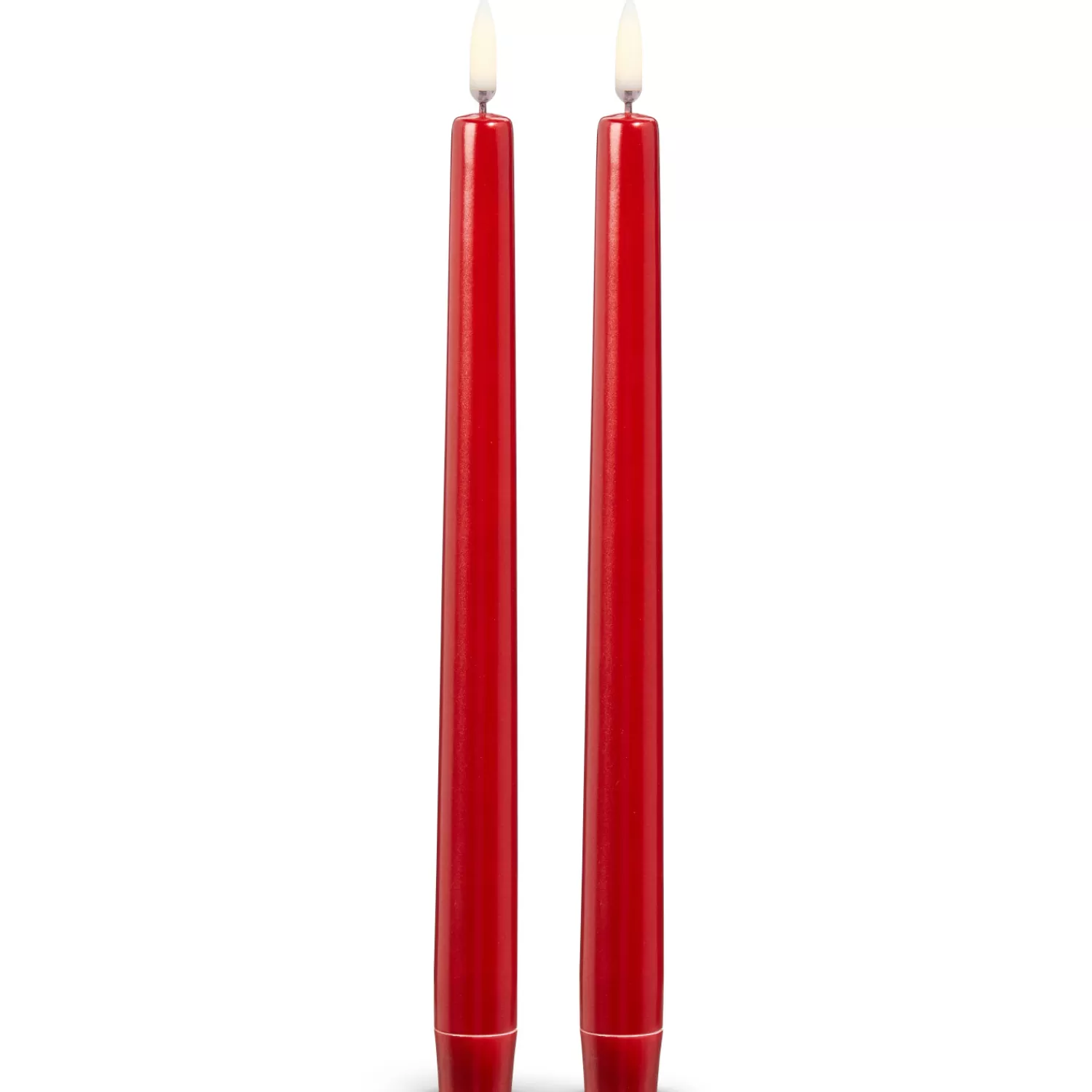 The Jolly Christmas Shop The Candy Shop | Tartan Traditions | Raz 10" Uyuni Battery Operated Metallic Red Taper Candle With Lighted Flickering Wick 4432951