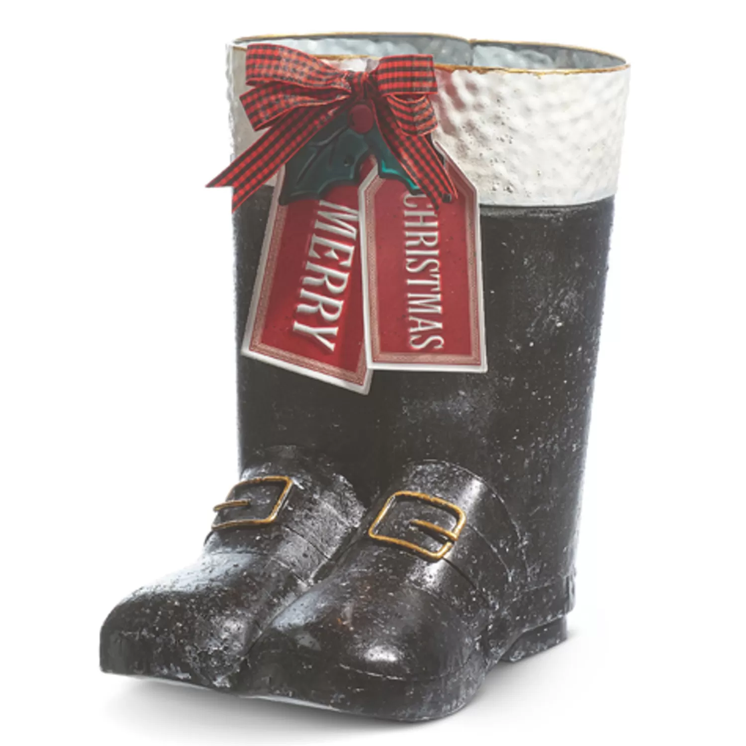 The Jolly Christmas Shop Sleigh Bells | Santa Christmas Decorations | Raz 11.5" Merry Christmas Santa Boot Container Christmas Decoration 4312337