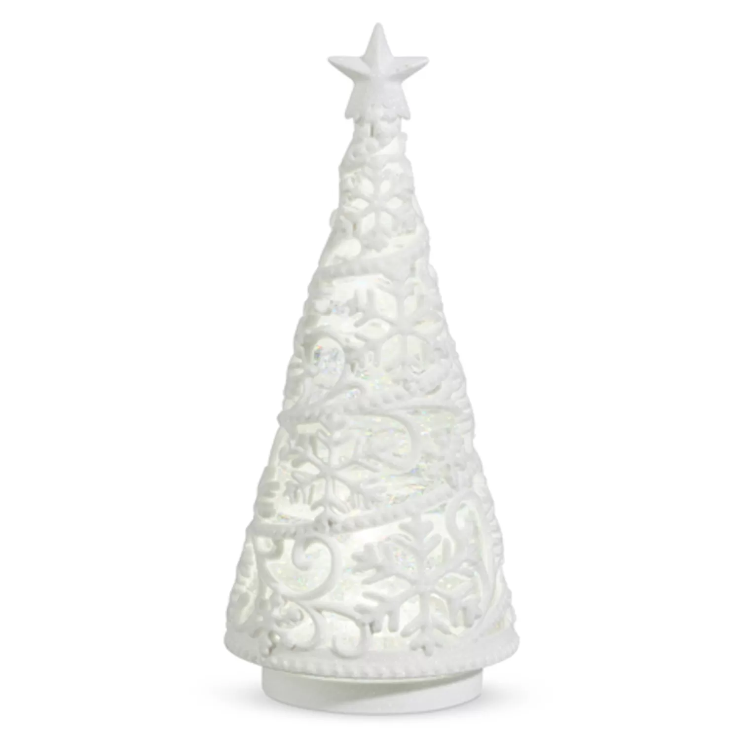 The Jolly Christmas Shop Snowflake Soiree | Gingerbread Lane | Raz 11" Lighted Flurry Swirling Glitter Christmas Water Globe White Tree Figure 4419278
