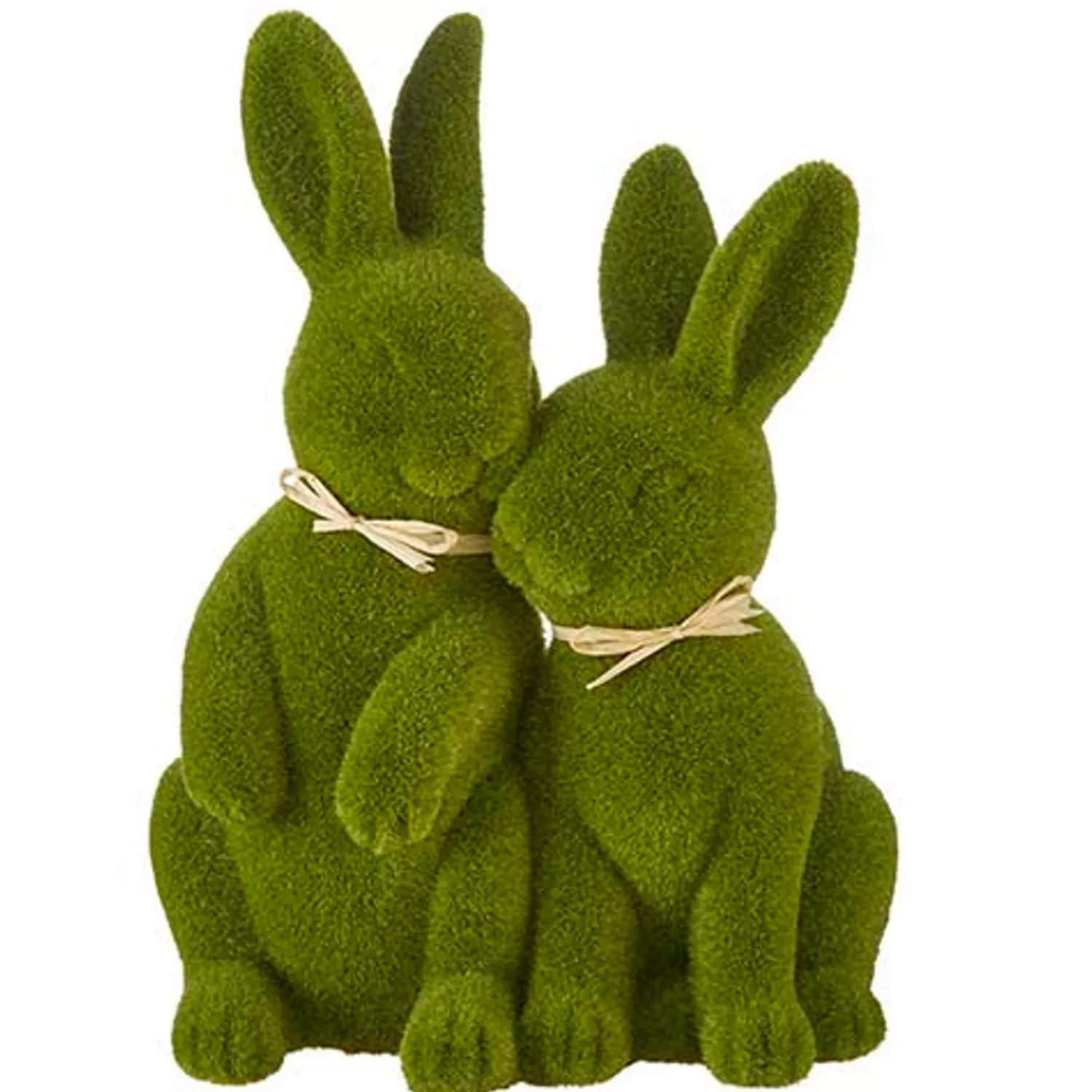 The Jolly Christmas Shop Figurines | Raz 11" Moss Rabbit Couple Easter Decoration 4210159
