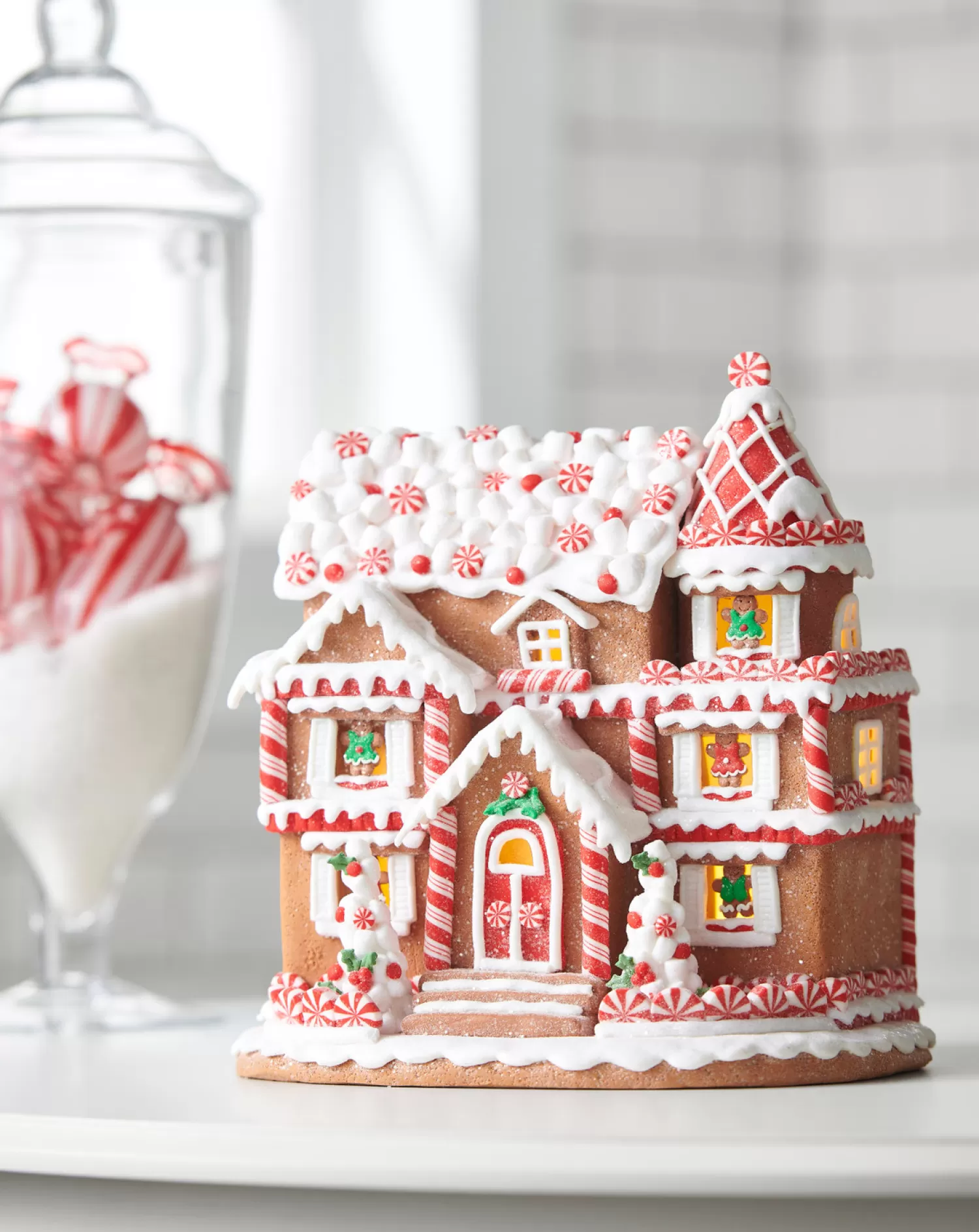 The Jolly Christmas Shop Gingerbread | The Candy Shop | Raz 11" Peppermint Christmas Gingerbread House Decoration 4416281