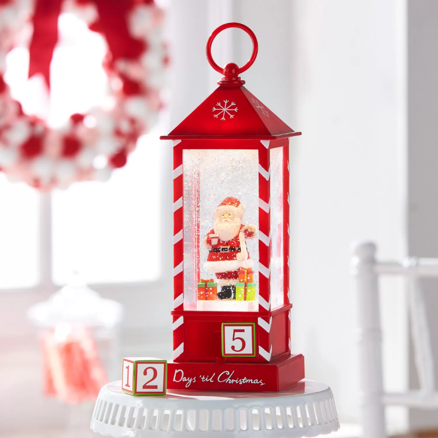 The Jolly Christmas Shop Santa Christmas Decorations | Hot Cocoa Bar | Raz 11" Santa Checking List Lighted Christmas Water Globe Lantern With Countdown 4316932
