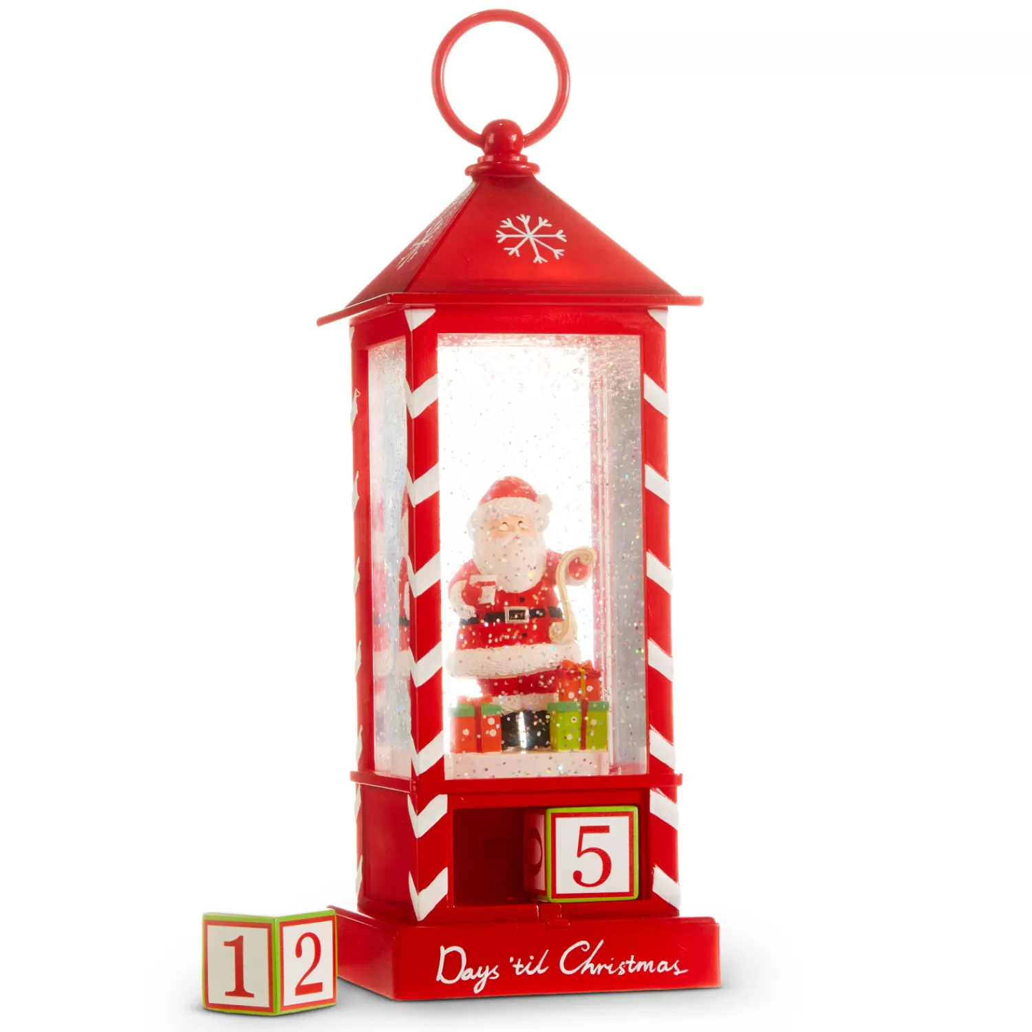 The Jolly Christmas Shop Santa Christmas Decorations | Hot Cocoa Bar | Raz 11" Santa Checking List Lighted Christmas Water Globe Lantern With Countdown 4316932