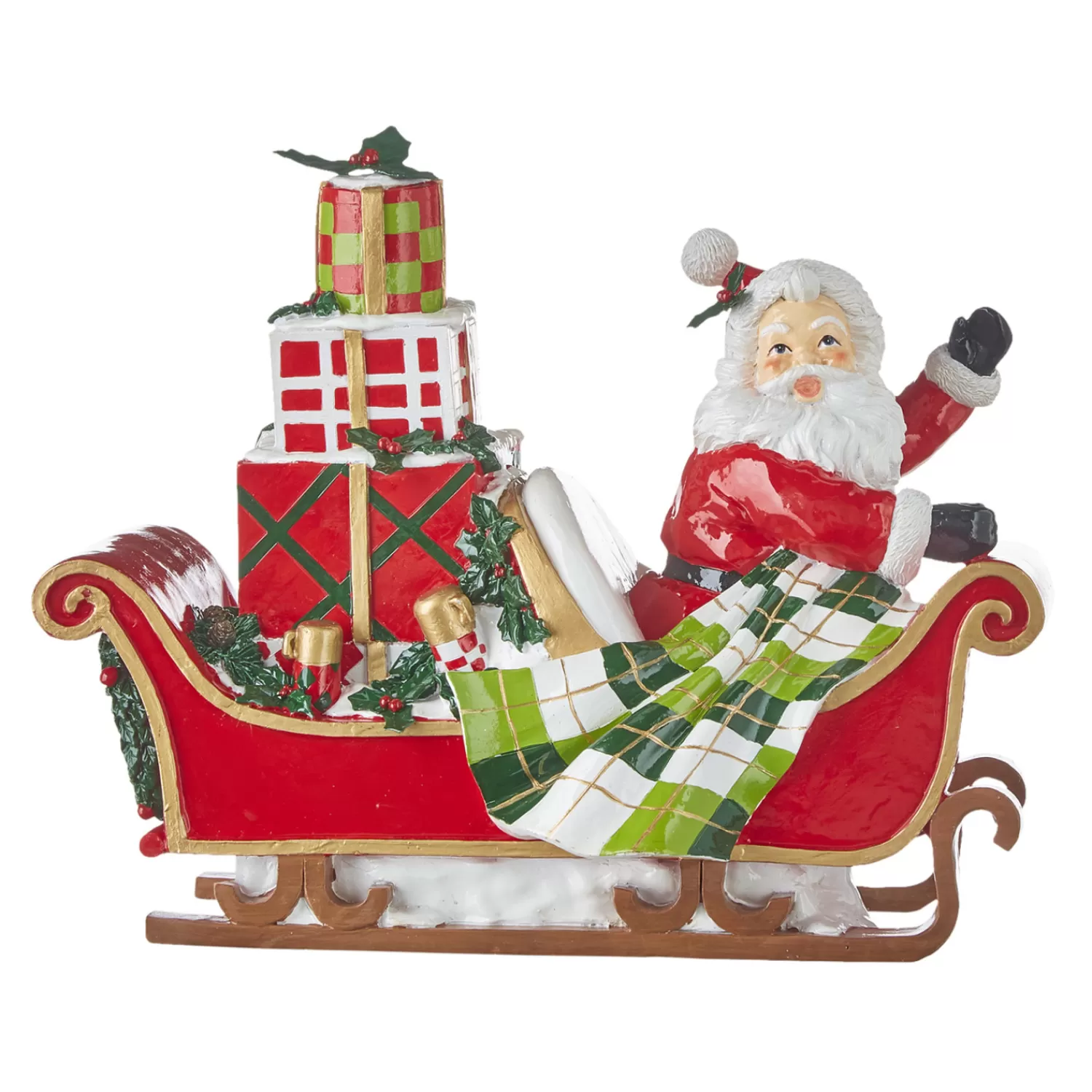 The Jolly Christmas Shop Vintage Reincarnated | Vintage Farm House | Raz 12.5" Santa In Sleigh Christmas Figure 4110251