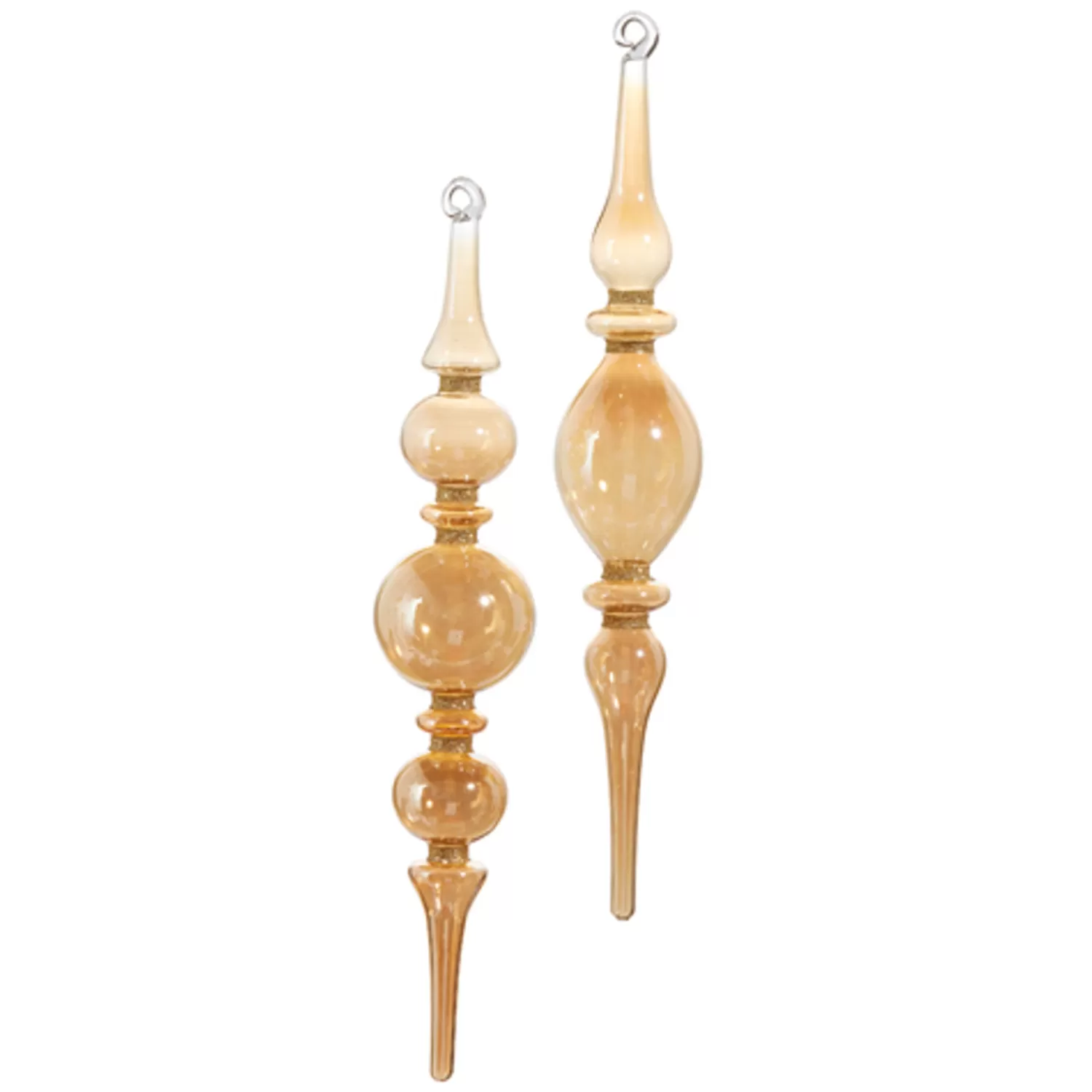 The Jolly Christmas Shop Oh Night Divine | Large Ornaments | Raz 12" Champagne Finial Glass Christmas Ornament Set Of 2 4424579