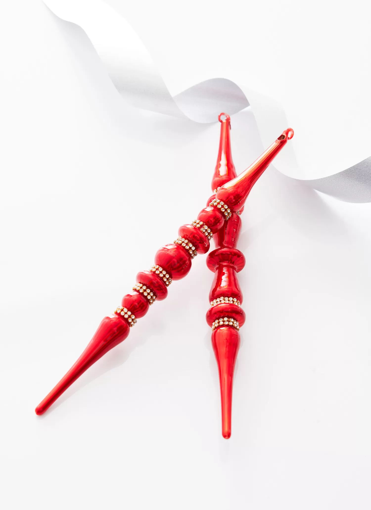 The Jolly Christmas Shop Sleigh Bells | Bells | Raz 12" Large Red Jeweled Glass Finial Christmas Ornament 4324533