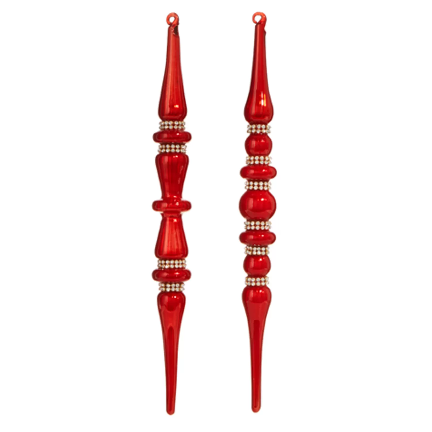 The Jolly Christmas Shop Sleigh Bells | Bells | Raz 12" Large Red Jeweled Glass Finial Christmas Ornament 4324533