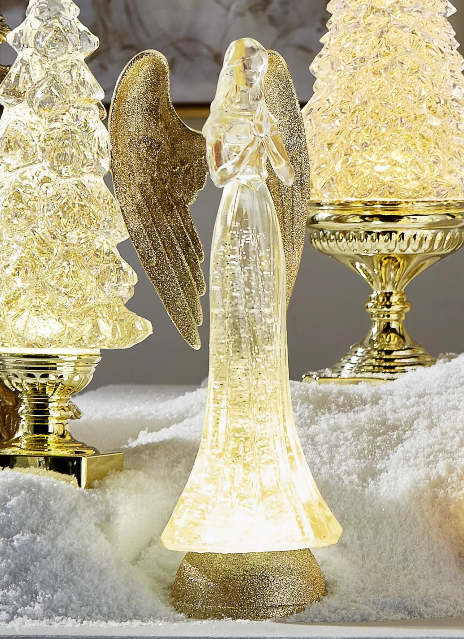 The Jolly Christmas Shop Oh Night Divine | Religious | Raz 13.25" Lighted Christmas Angel With Gold Swirling Glitter Water Globe 4419287