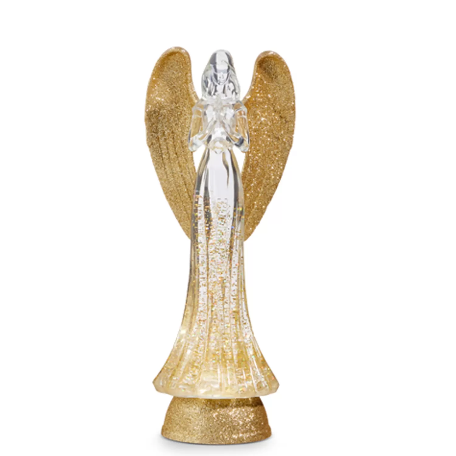 The Jolly Christmas Shop Oh Night Divine | Religious | Raz 13.25" Lighted Christmas Angel With Gold Swirling Glitter Water Globe 4419287