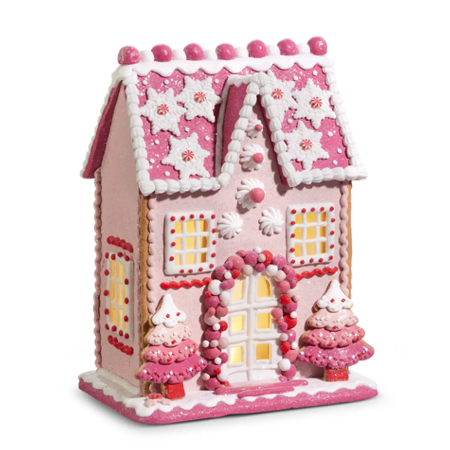 The Jolly Christmas Shop Gingerbread | A Blushing Holiday | Raz 13" Lighted Pink Christmas Gingerbread House Decoration 4416187