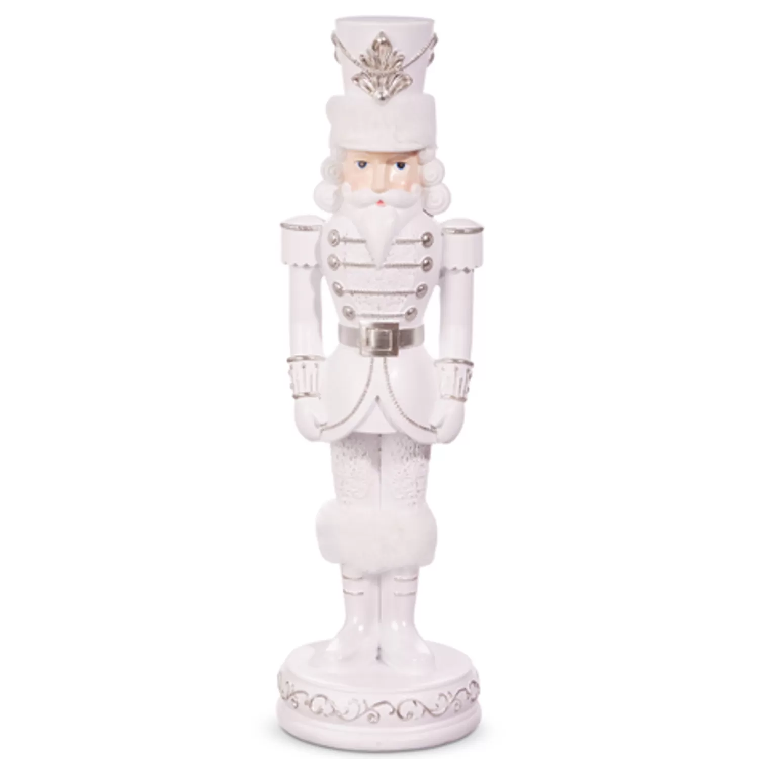 The Jolly Christmas Shop Snowflake Soiree | Nutcracker Decorations | Raz 13" White And Silver Nutcracker Christmas Decoration 4457621