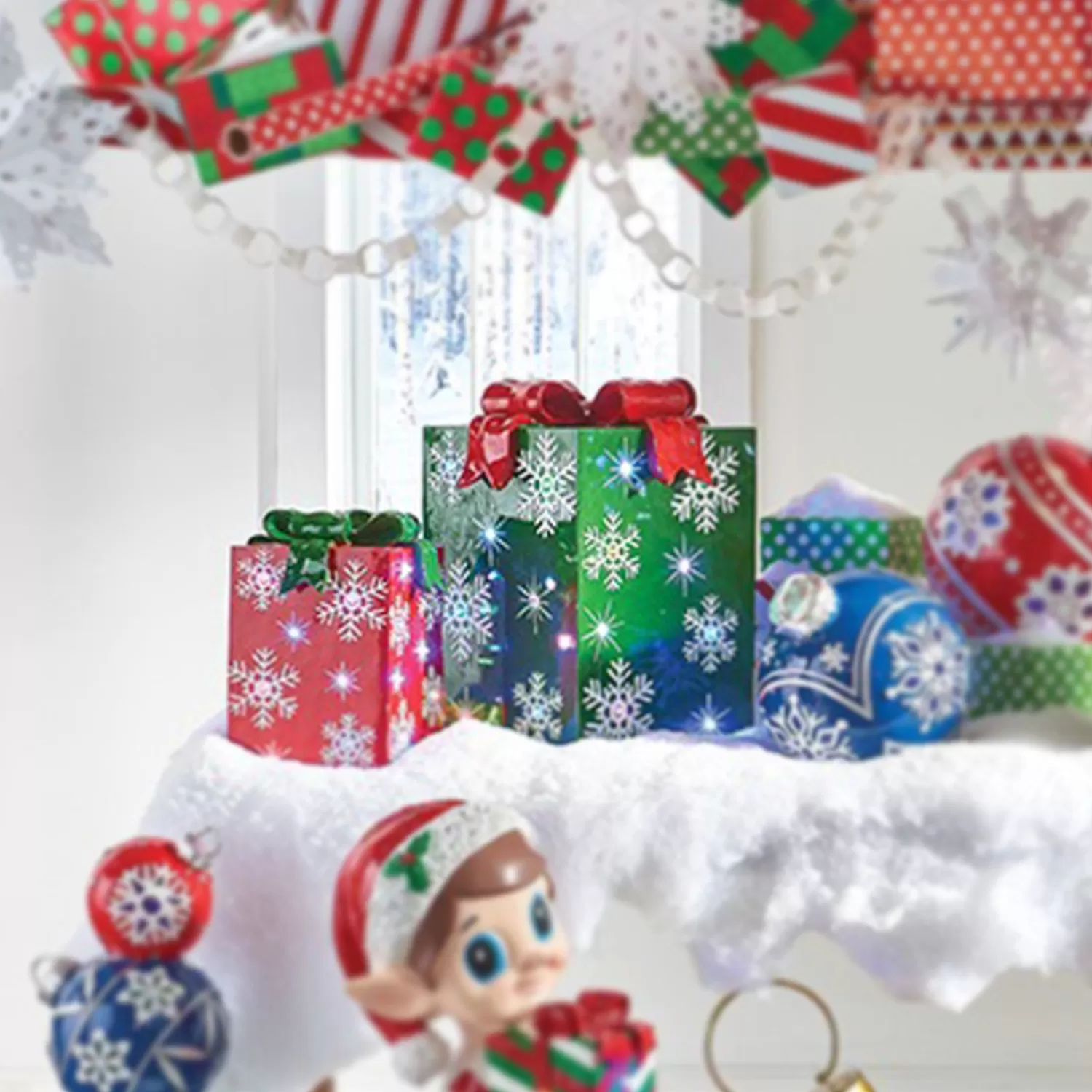 The Jolly Christmas Shop Tinsel Town | Lighted Christmas Decorations | Raz 14.25" Or 21" Lighted LED Red Or Green Present Christmas Decorations