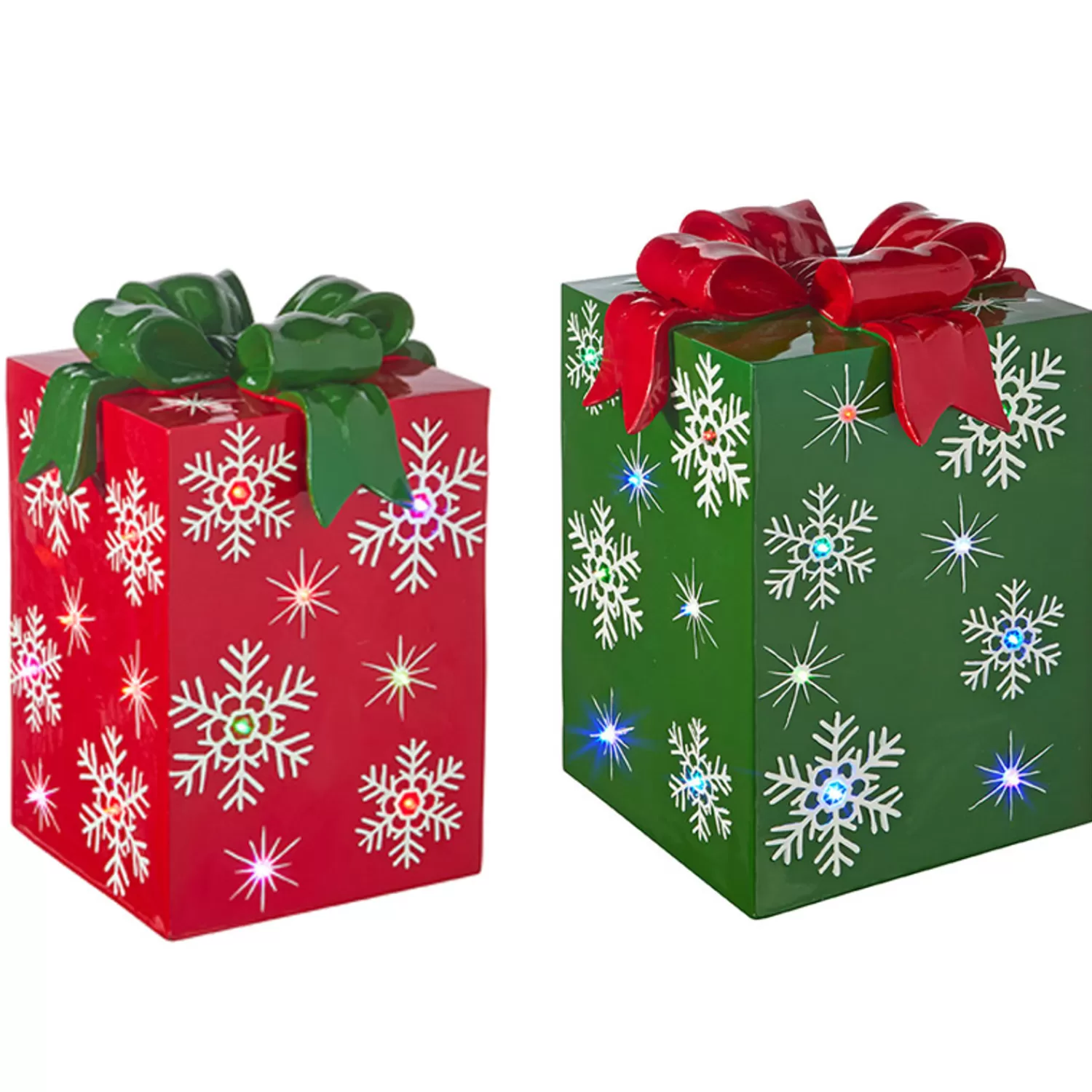 The Jolly Christmas Shop Tinsel Town | Lighted Christmas Decorations | Raz 14.25" Or 21" Lighted LED Red Or Green Present Christmas Decorations