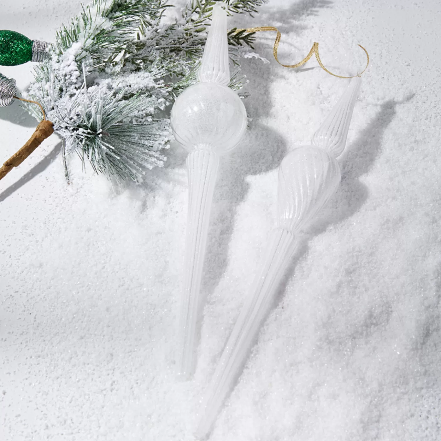 The Jolly Christmas Shop Snowflake Soiree | Snow Christmas Decorations | Raz 14.25" White Large Finial Glass Christmas Ornament 4222811