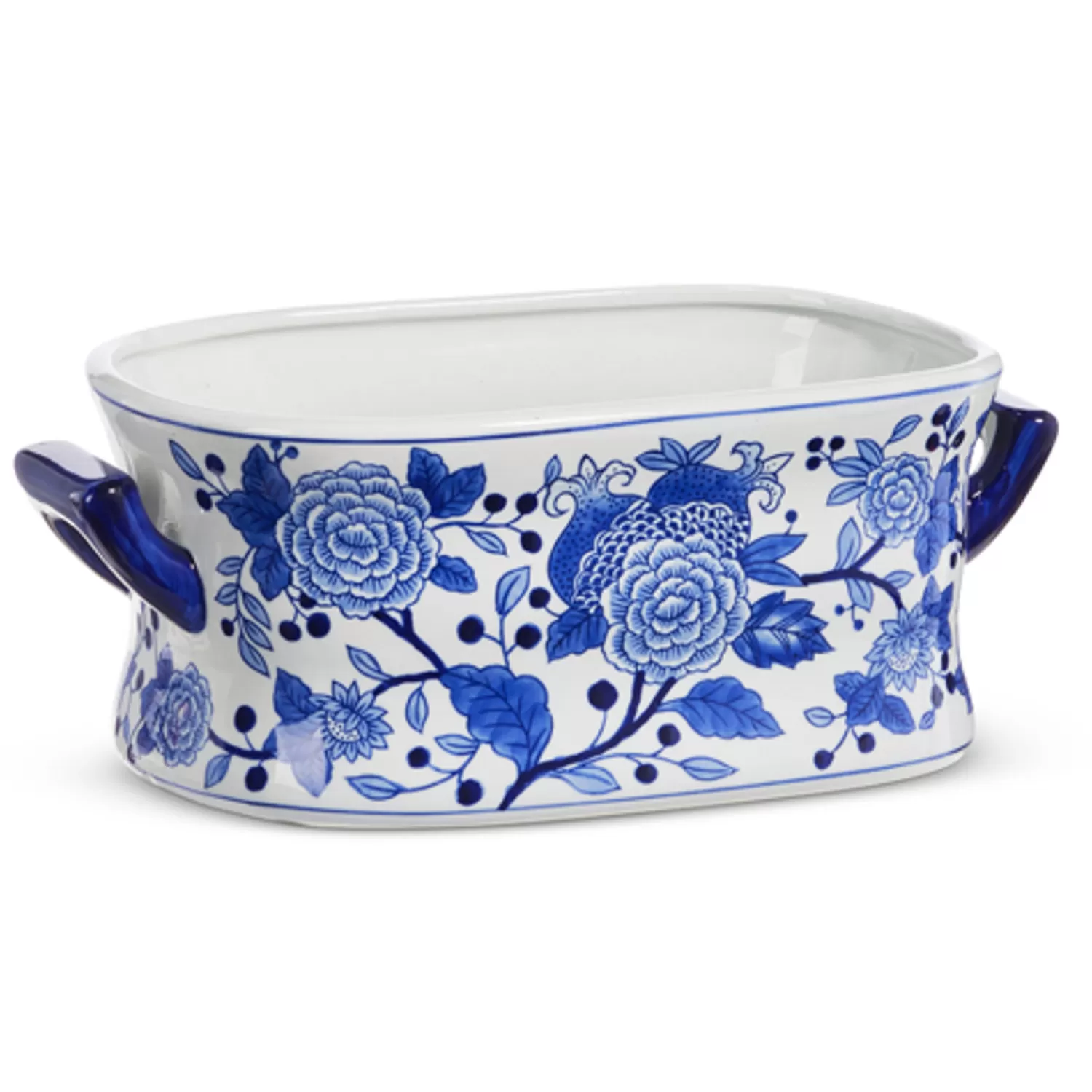 The Jolly Christmas Shop Tartan Traditions | Delft | Raz 14.5" Blue And White Delft Floral Bowl X4434407