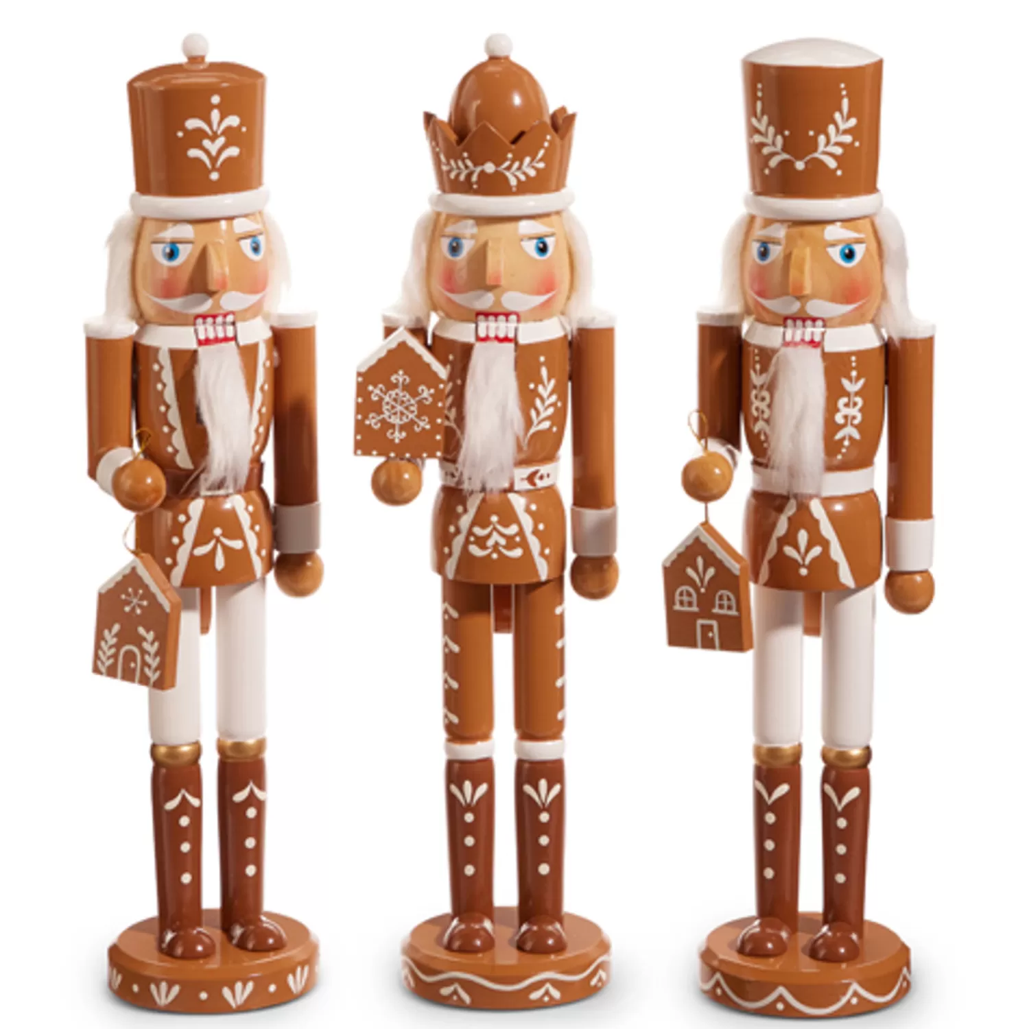 The Jolly Christmas Shop Gingerbread | Gingerbread Lane | Raz 15.5" Brown And White Wooden Gingerbread Nutcracker Christmas Decoration 4422824
