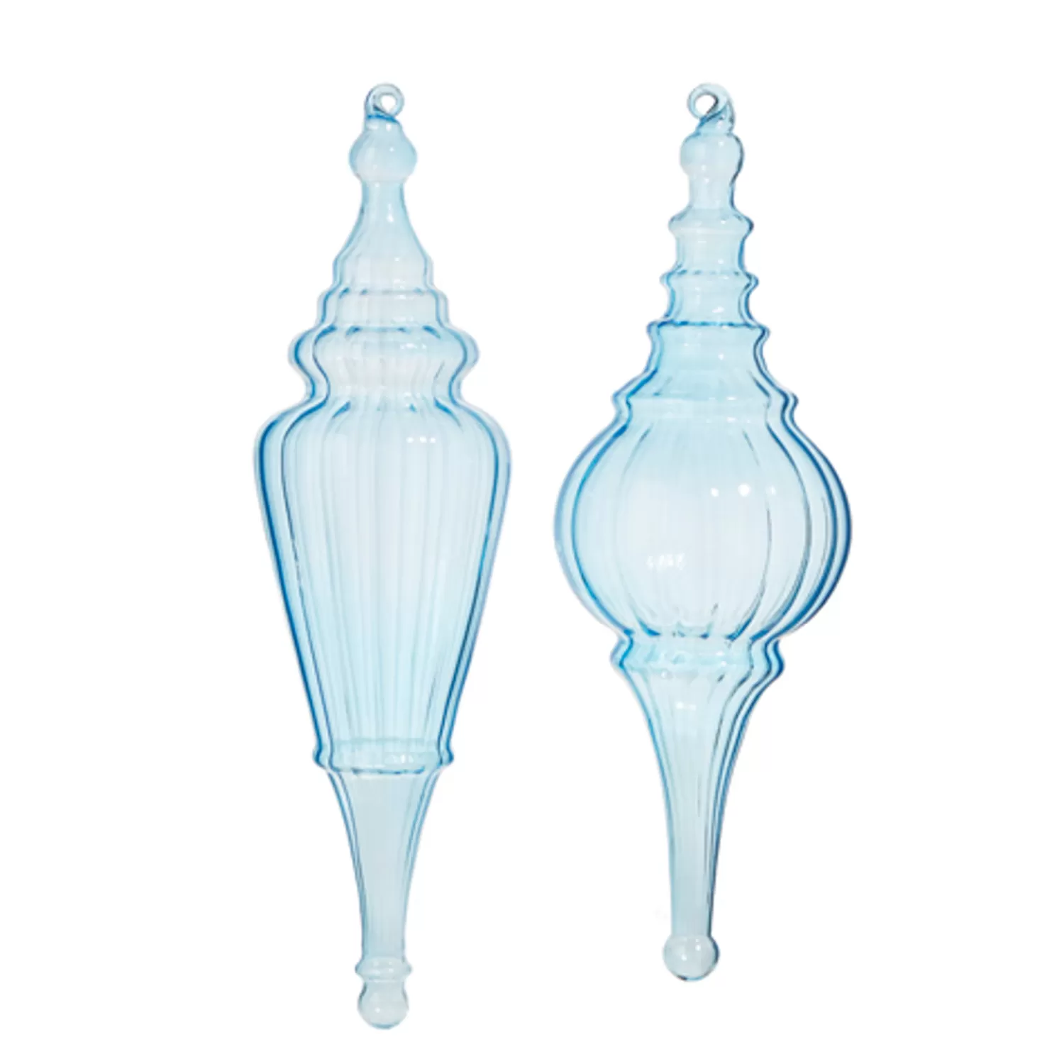 The Jolly Christmas Shop Sleigh Bells | Bells | Raz 15.5" Large Light Blue Finial Glass Christmas Ornament 4324620