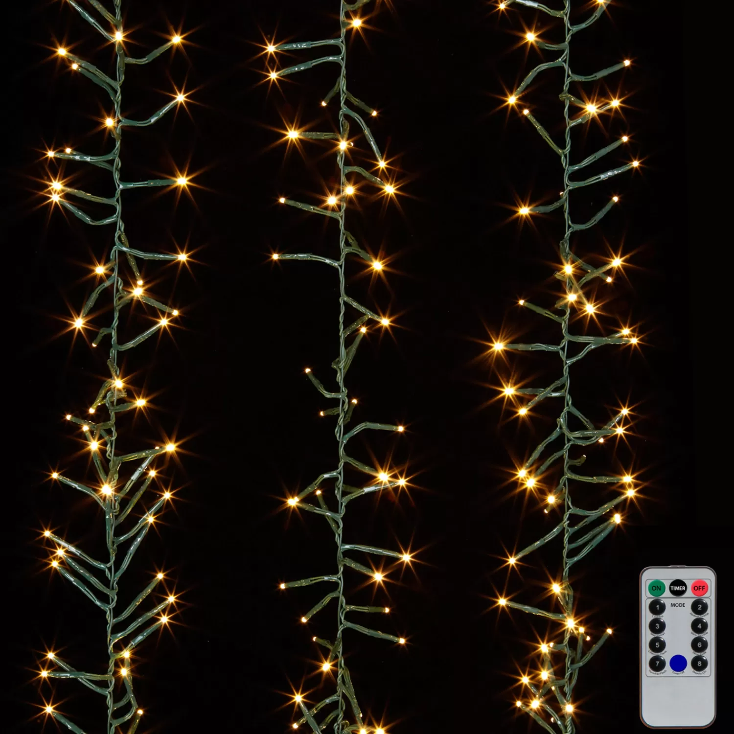 The Jolly Christmas Shop Led Lights | Compact Lights | Raz 15' Battery Operated Cluster Garland Green Wire With White Compact Christmas Lights G3937045