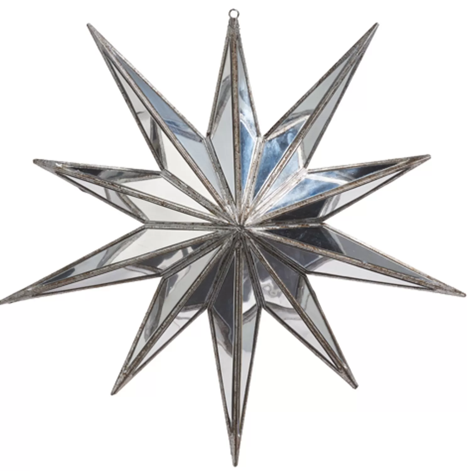 The Jolly Christmas Shop Snowflake Soiree | Oh Night Divine | Raz 15" Large Silver Mirrored Star Christmas Ornament 4416408